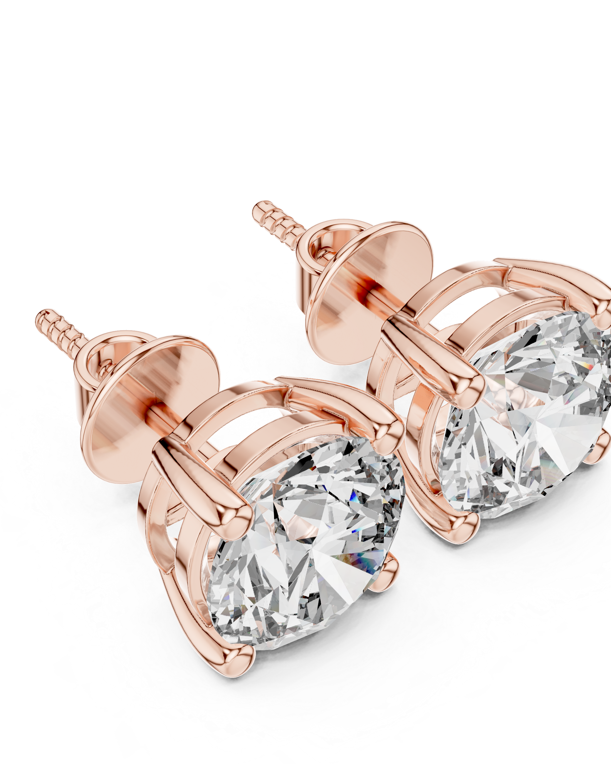 2ct Round Lab-Grown Diamond Stud Earrings in Rose Gold | The Brillora Jewelry House