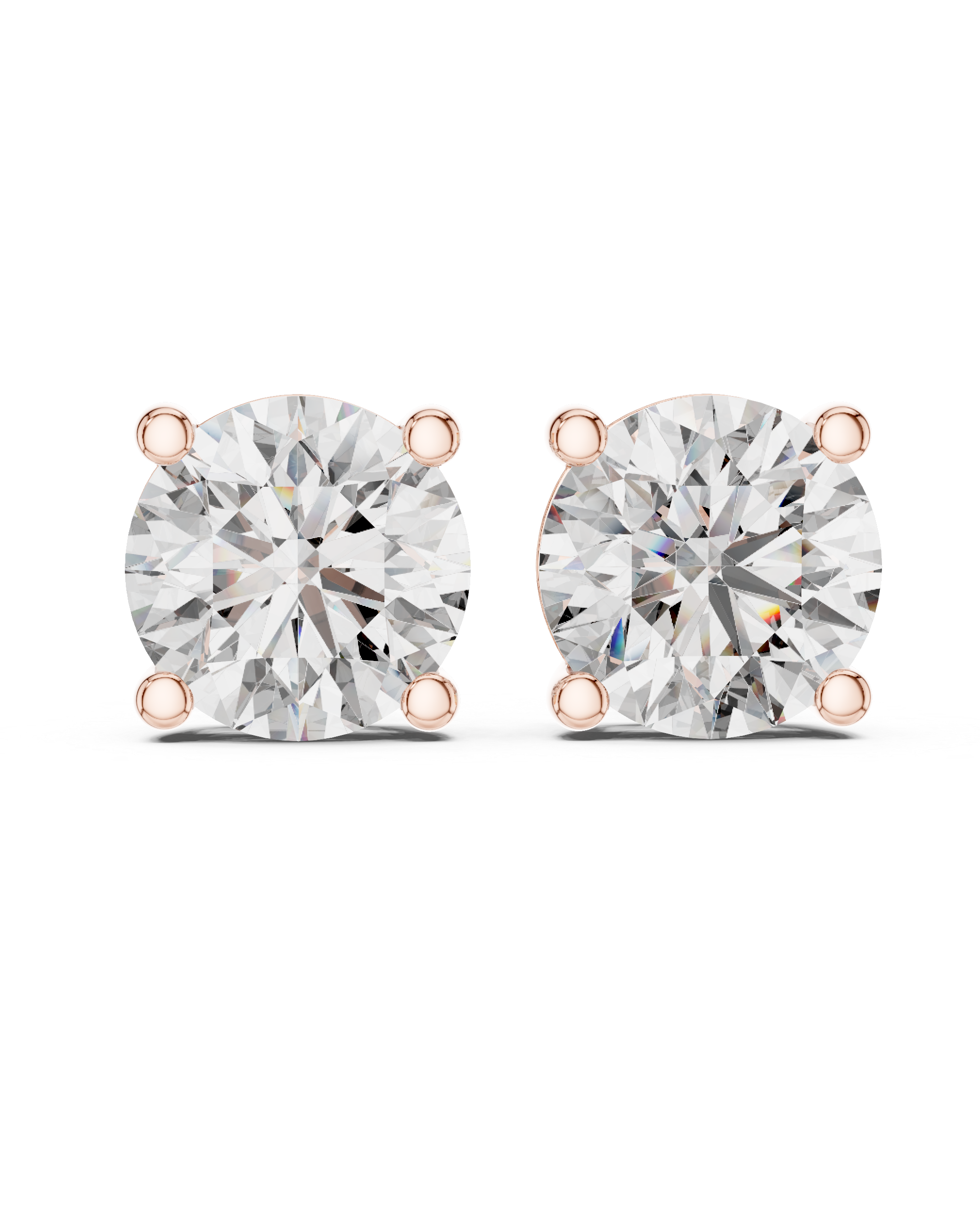2ct Round Lab-Grown Diamond Stud Earrings in Rose Gold | The Brillora Jewelry House