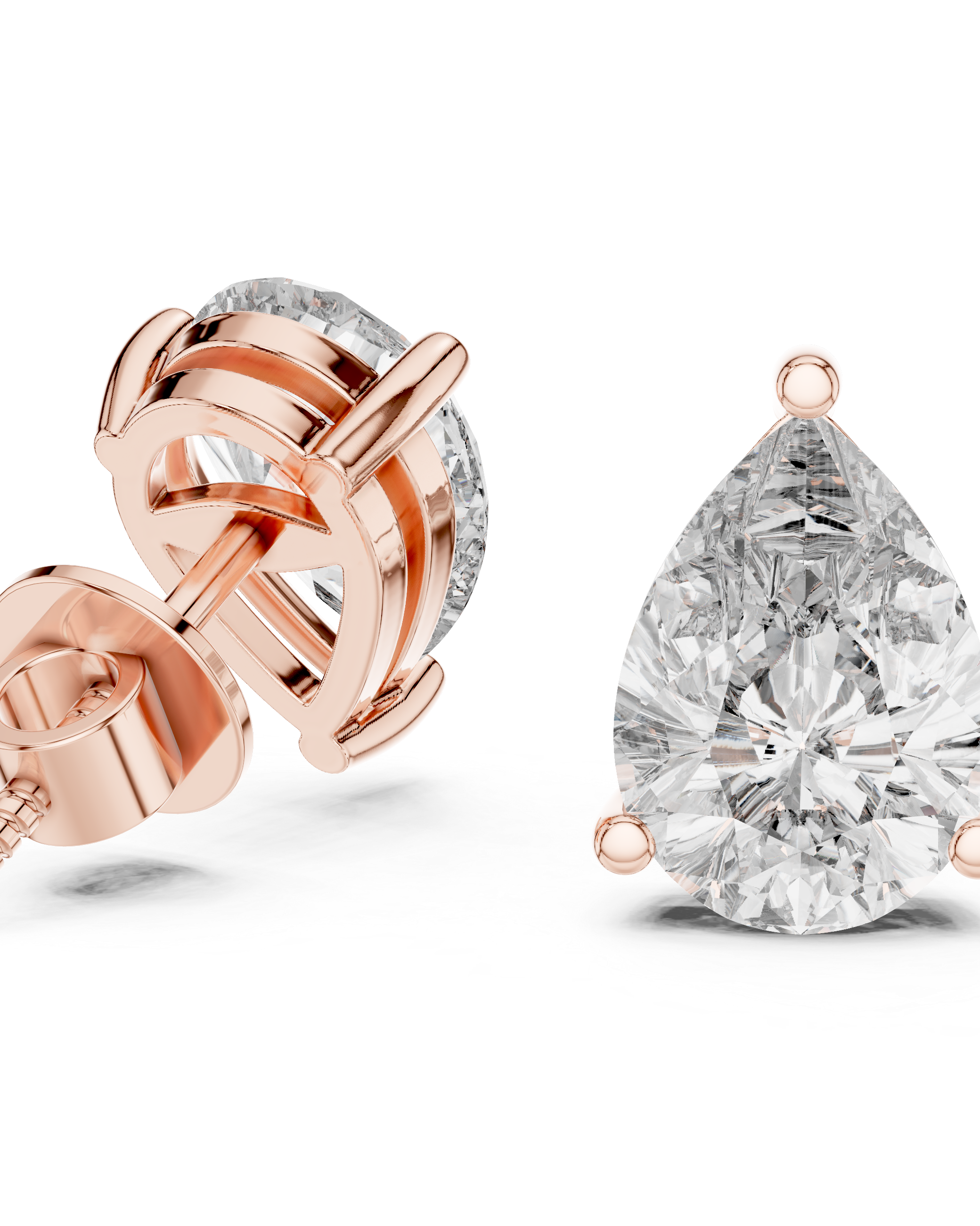 3.50ctw Pear Lab-Grown Diamond Stud Earrings in Rose Gold | The Brillora Jewelry House