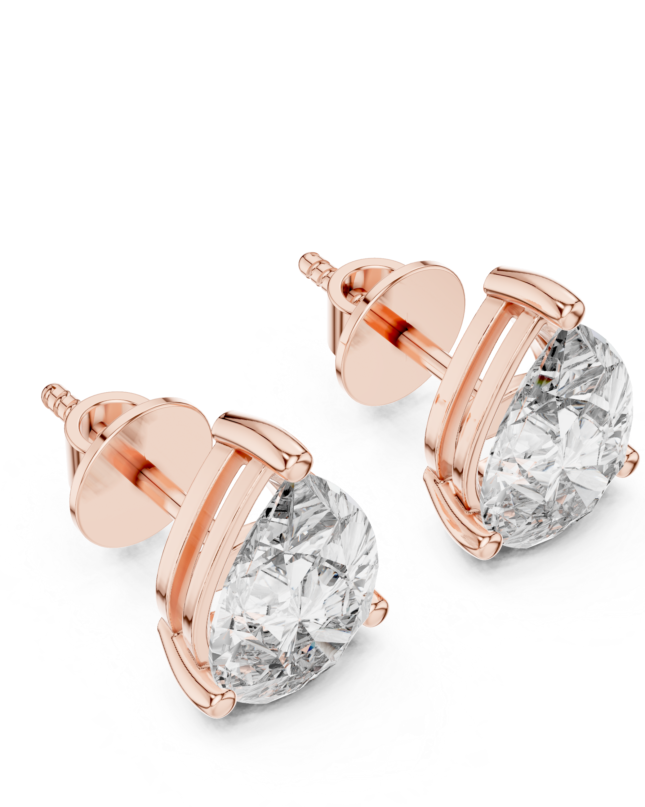 3.50ctw Pear Lab-Grown Diamond Stud Earrings in Rose Gold | The Brillora Jewelry House