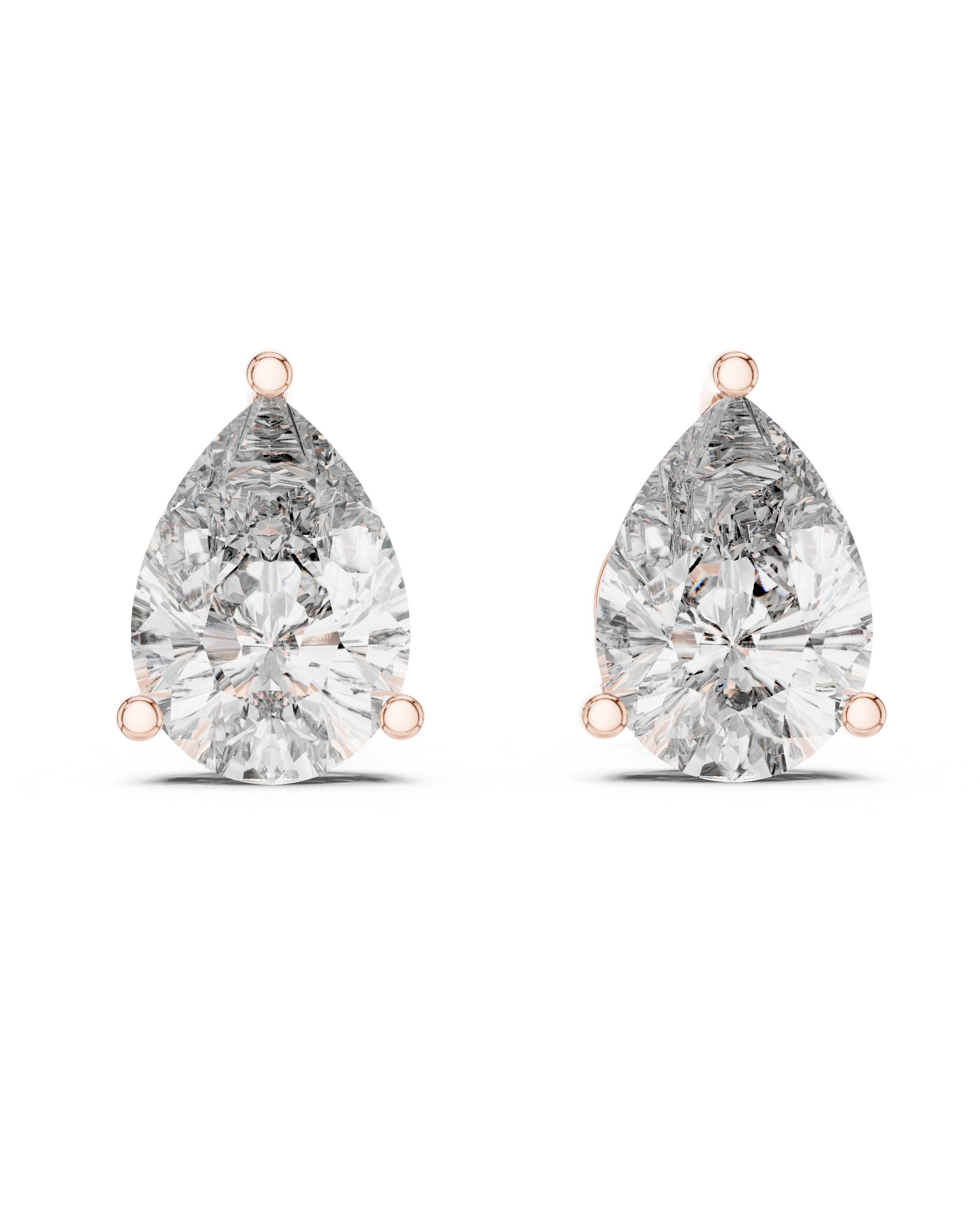 3.50ctw Pear Lab-Grown Diamond Stud Earrings in Rose Gold | The Brillora Jewelry House