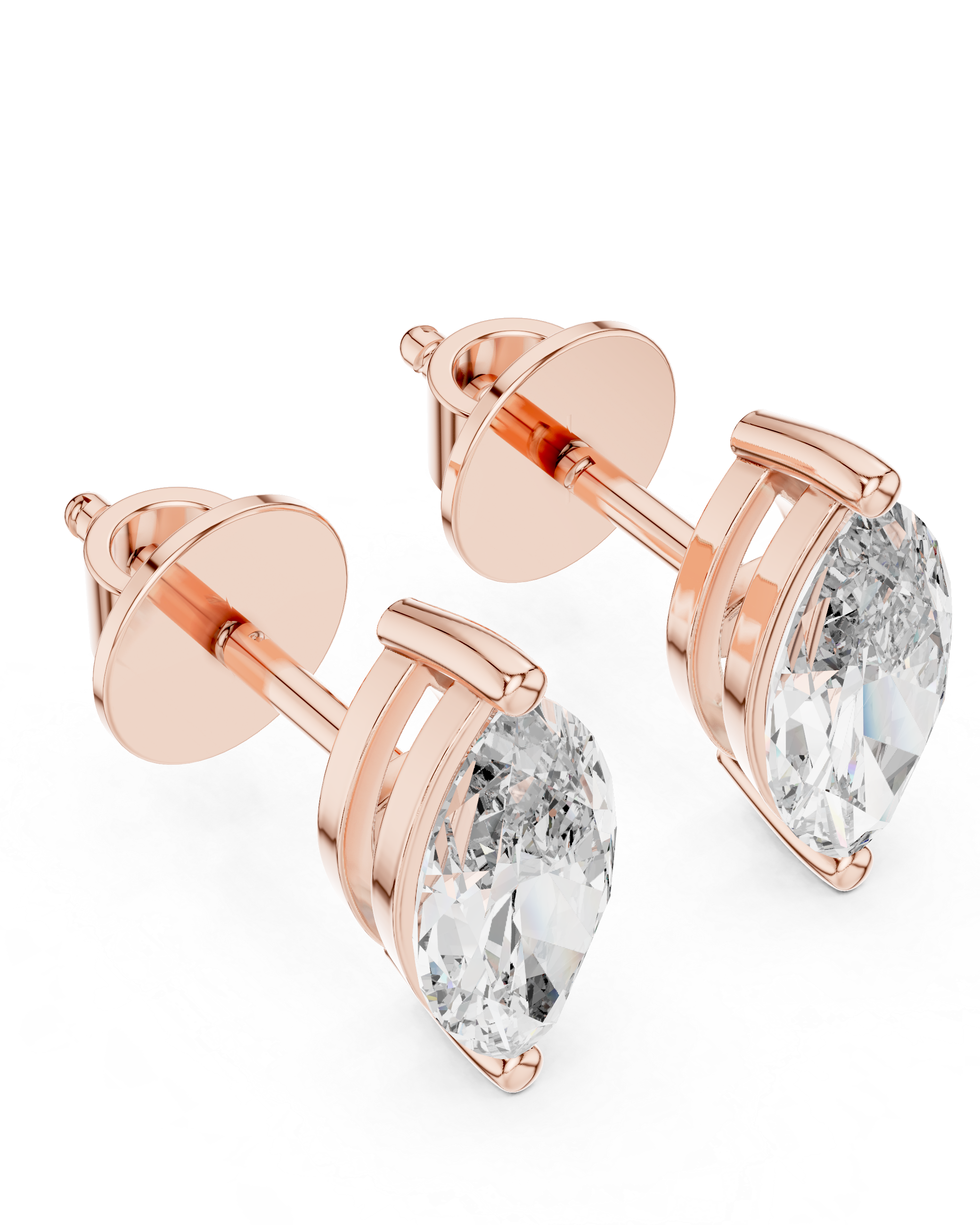 1.50ctw Marquise Lab-Grown Diamond Stud Earrings in Rose Gold } The Brillora Jewelry House
