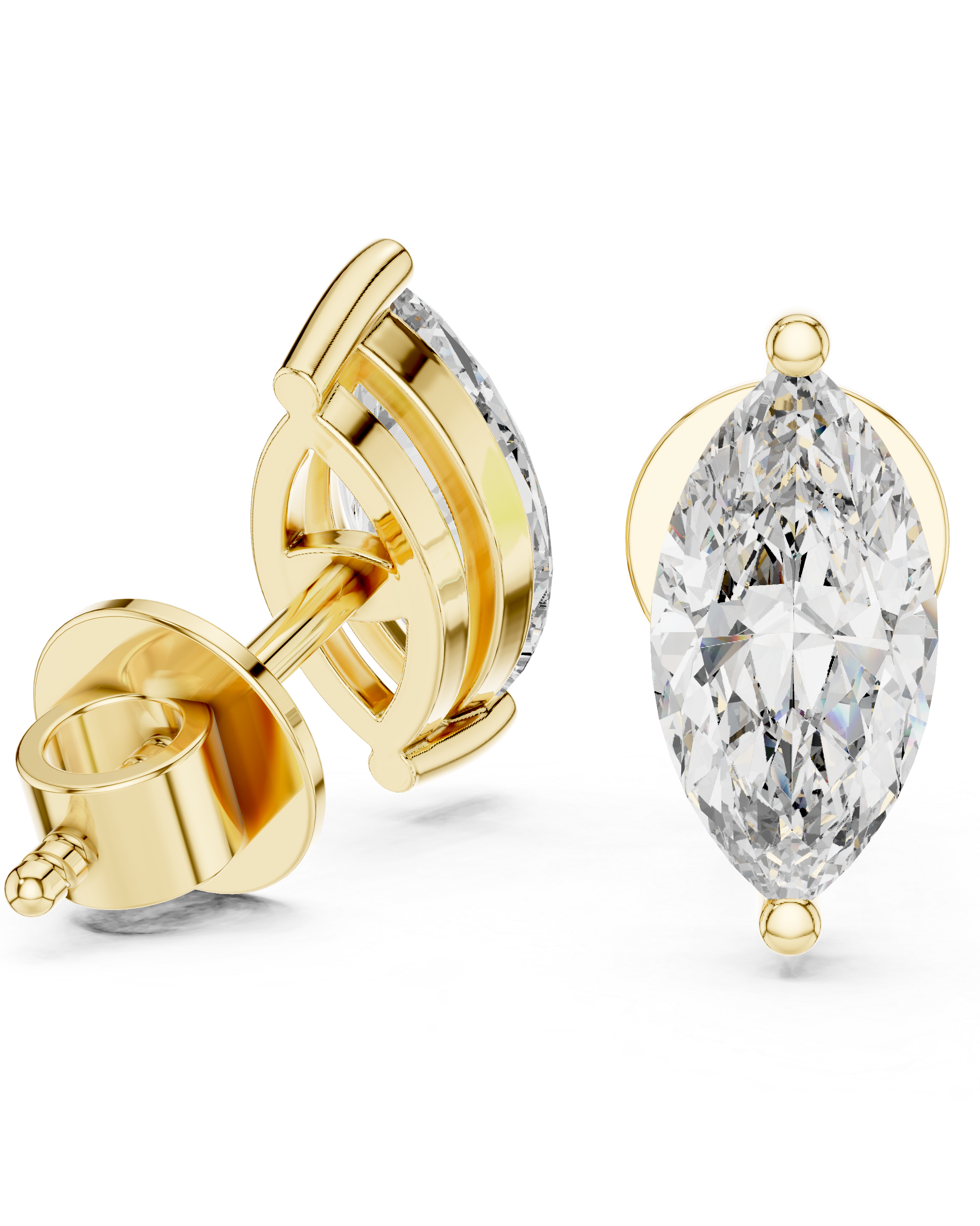 1.50ctw Marquise Lab-Grown Diamond Stud Earrings in Rose Gold } The Brillora Jewelry House