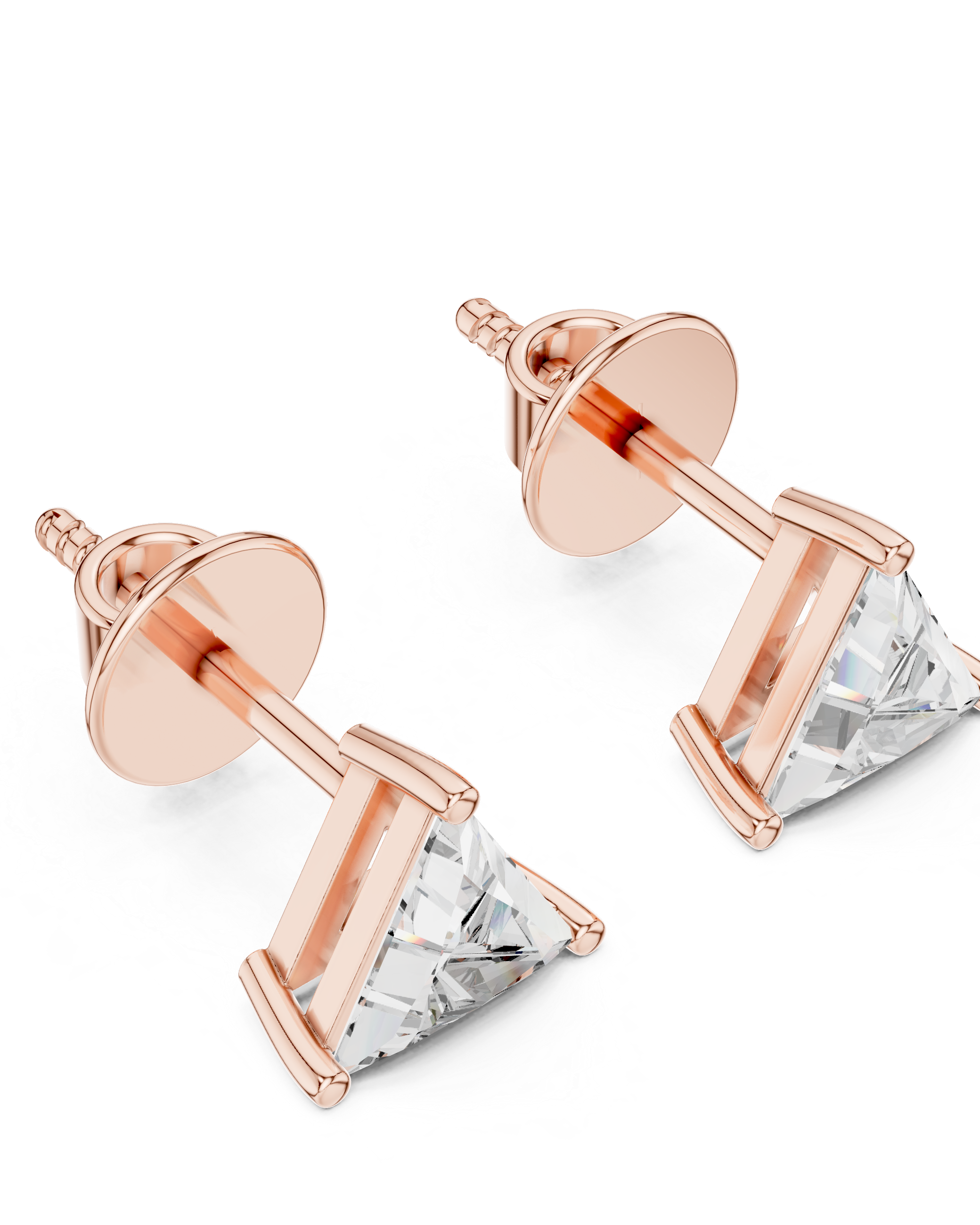 Yellow Gold 1.30ctw Triangle Lab-Grown Diamond Earrings | The Brillora Jewelry Hose