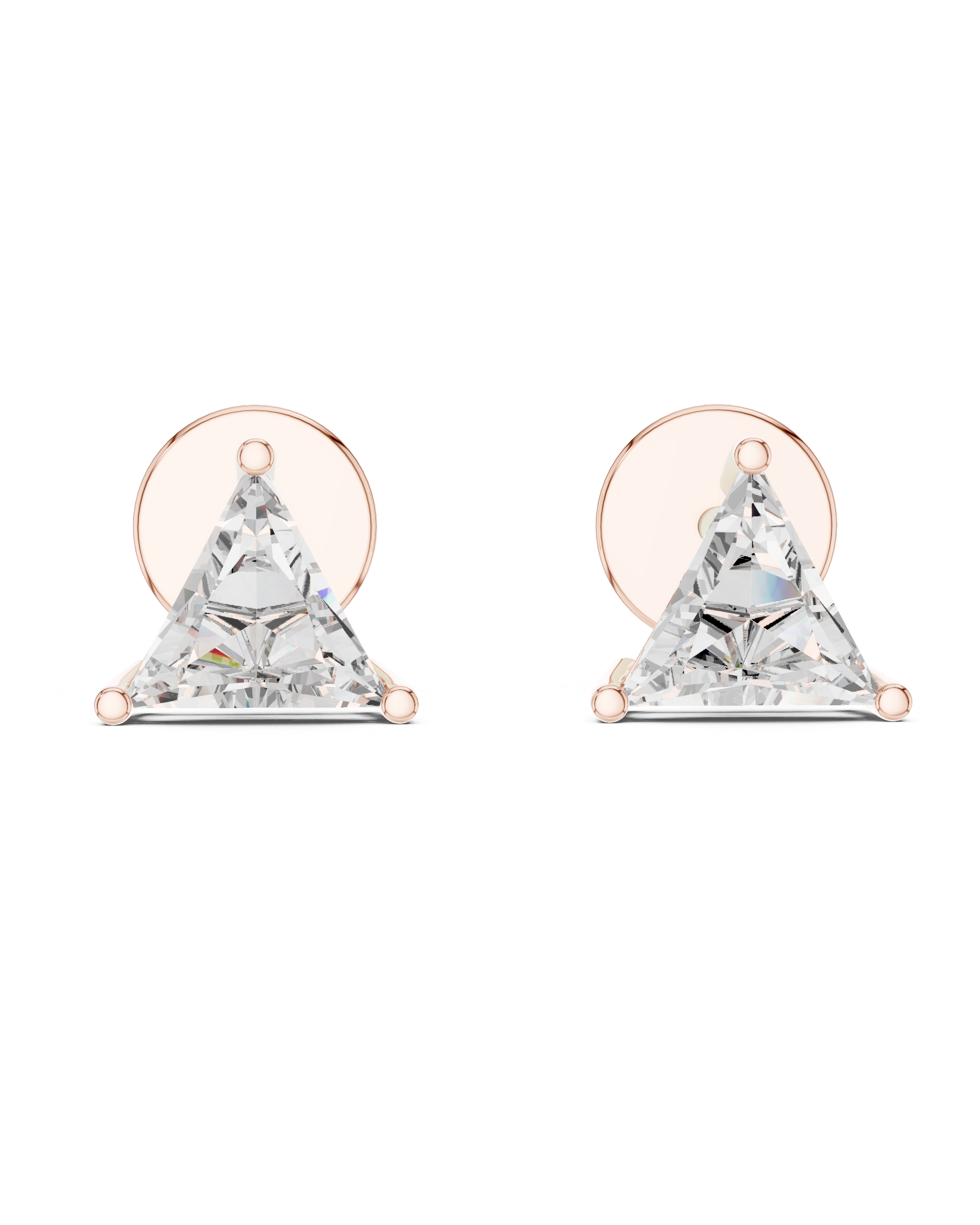 Yellow Gold 1.30ctw Triangle Lab-Grown Diamond Earrings | The Brillora Jewelry Hose