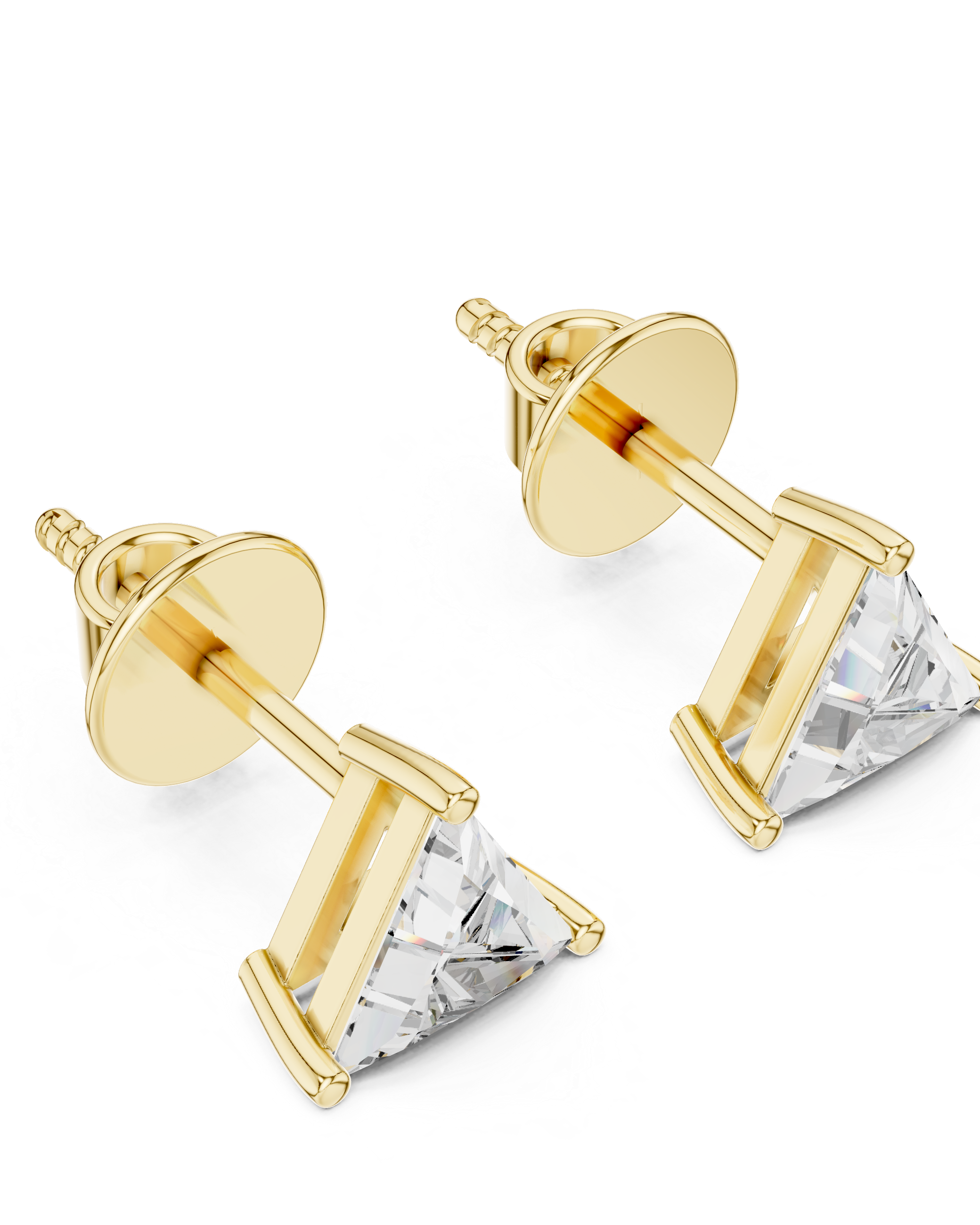 Yellow Gold 1.30ctw Triangle Lab-Grown Diamond Earrings | The Brillora Jewelry Hose