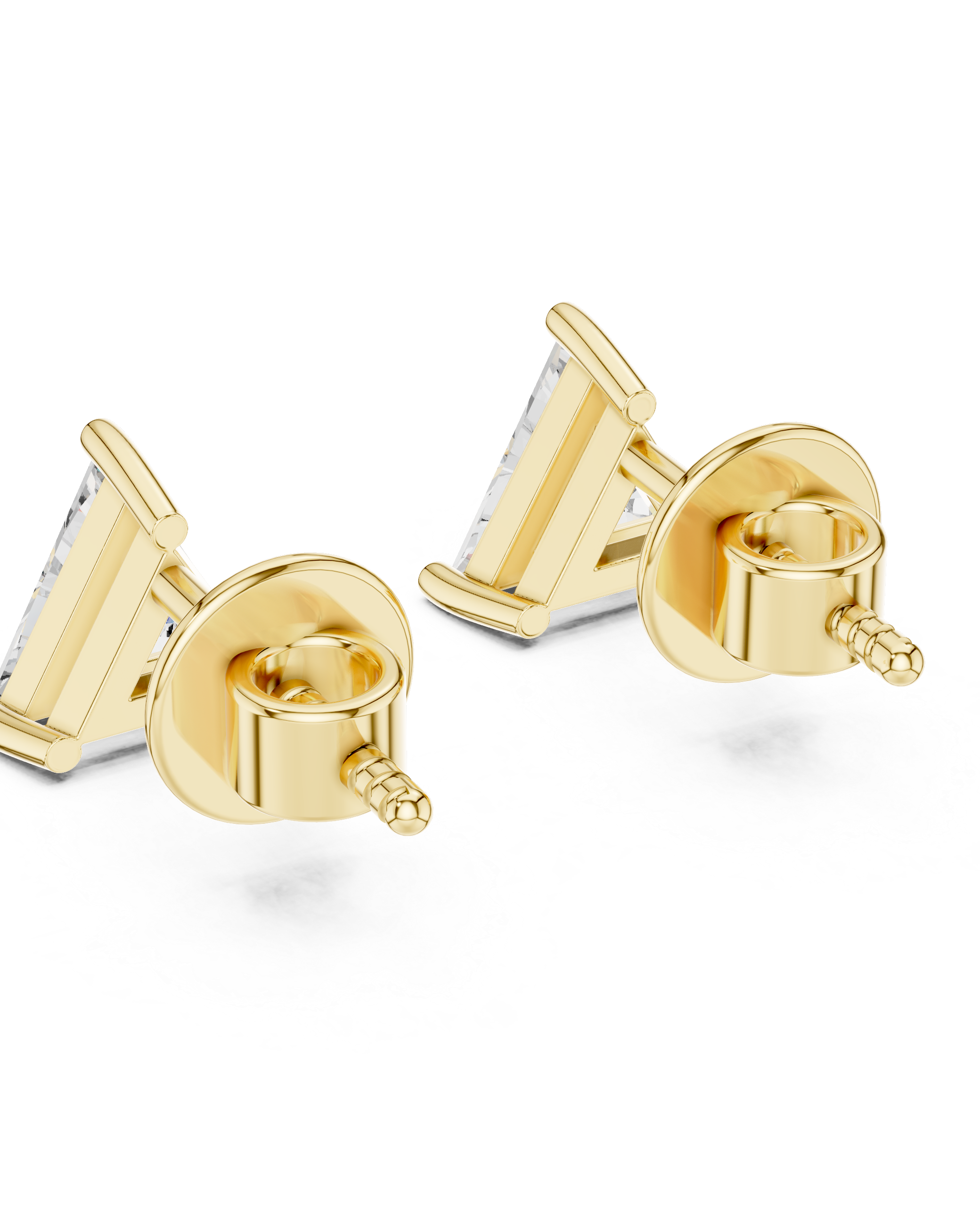 Yellow Gold 1.30ctw Triangle Lab-Grown Diamond Earrings | The Brillora Jewelry Hose