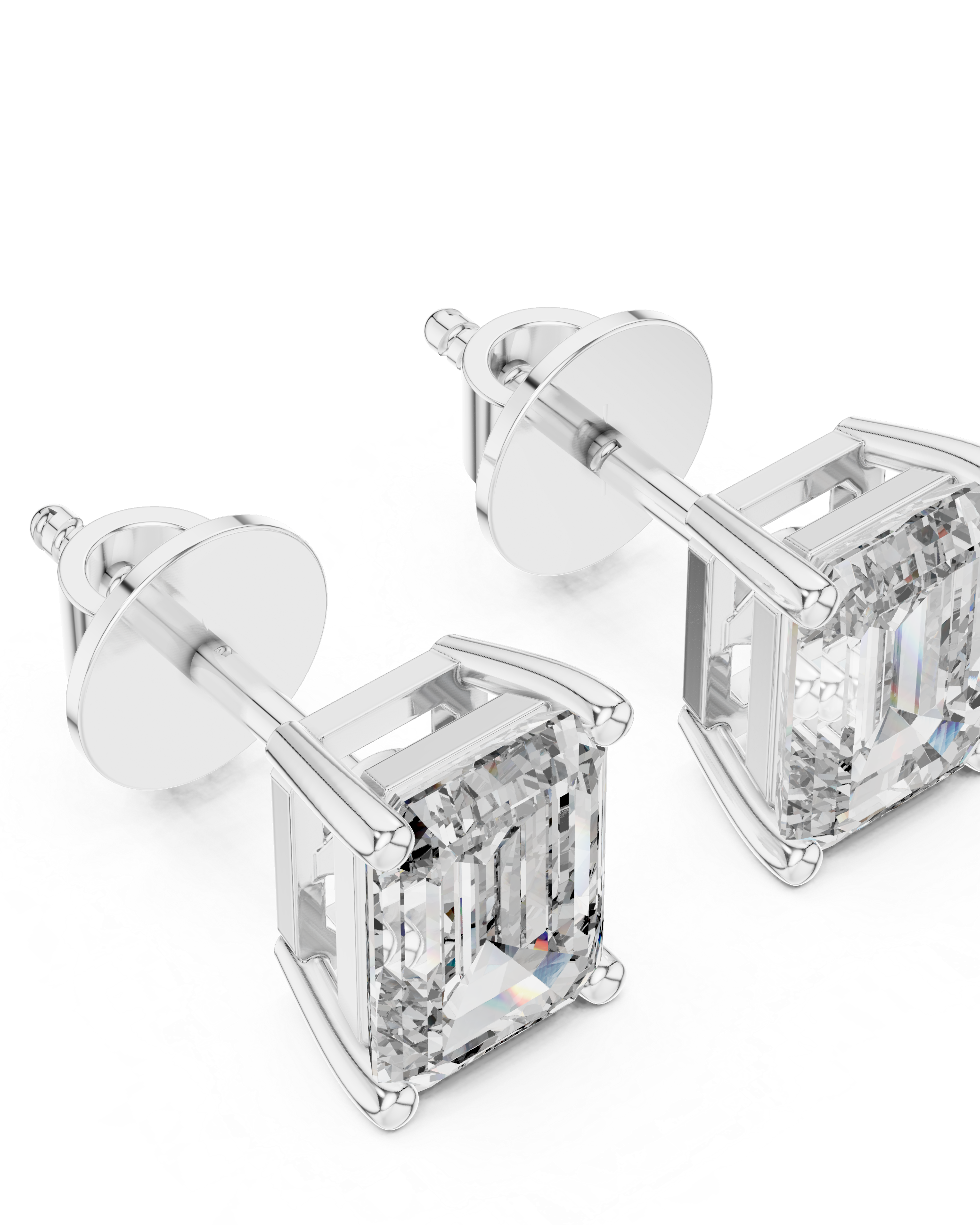 The 2.50 Carat Emerald Cut Lab Diamond Studs | The Brillora Jewelry House