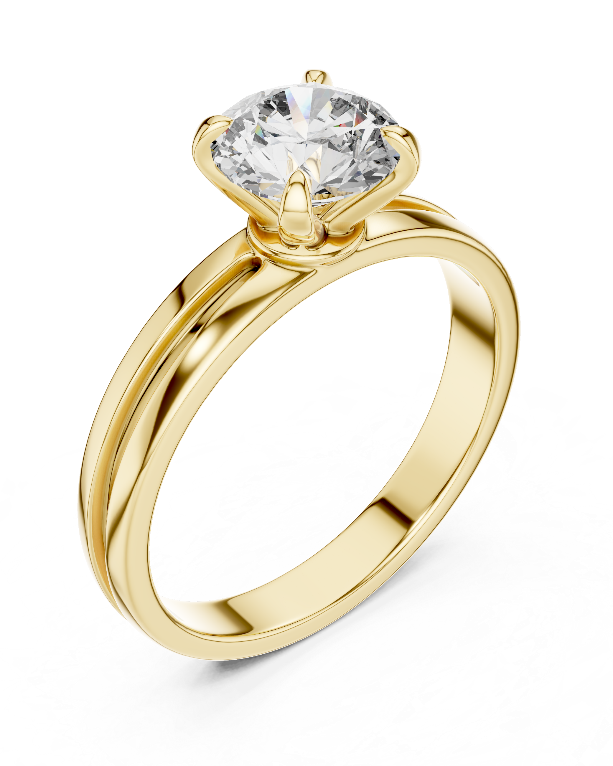 1 Carat Yellow Gold 4-Prong Lab Diamond Ring | The Brillora Jewelry House