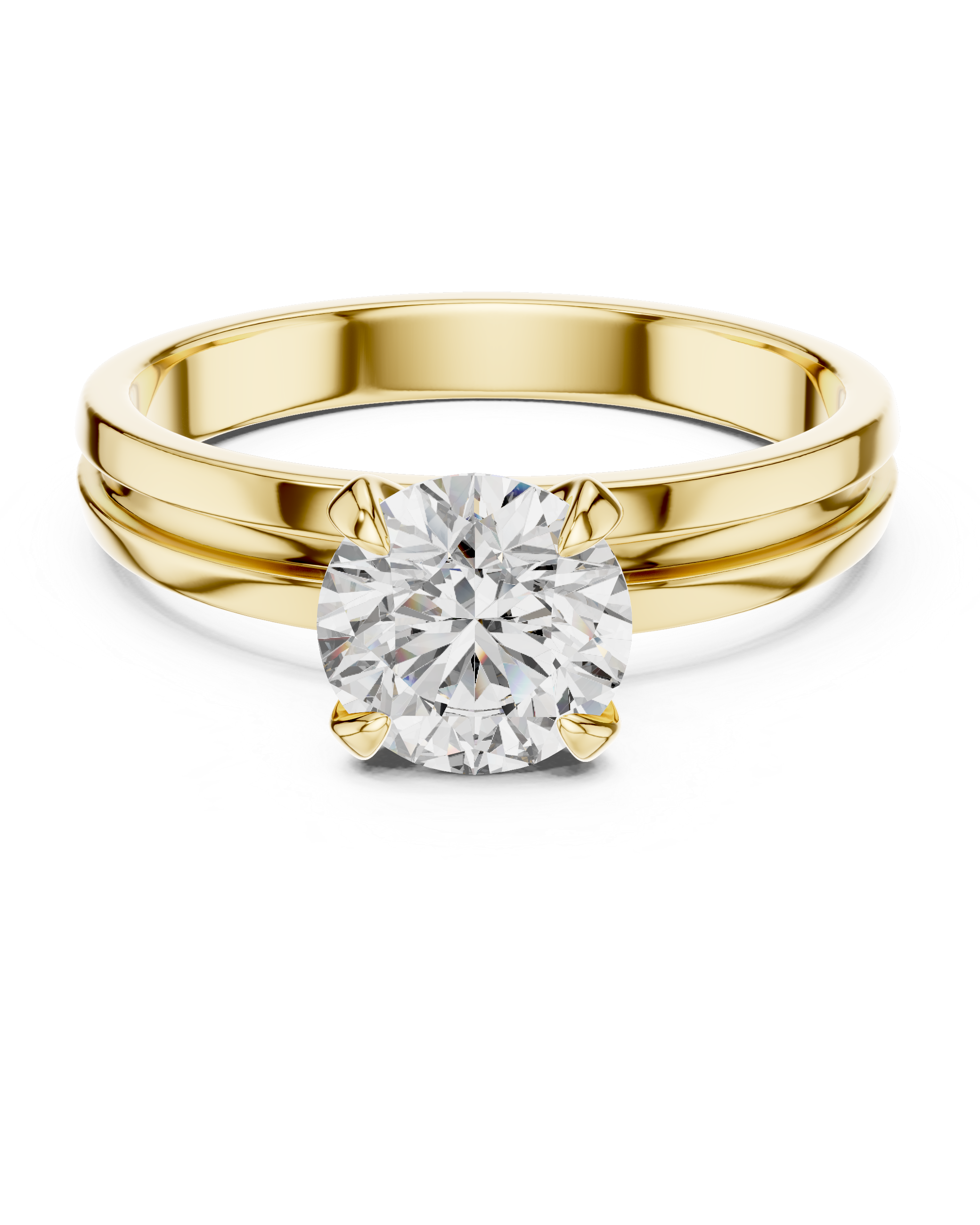1 Carat Yellow Gold 4-Prong Lab Diamond Ring | The Brillora Jewelry House