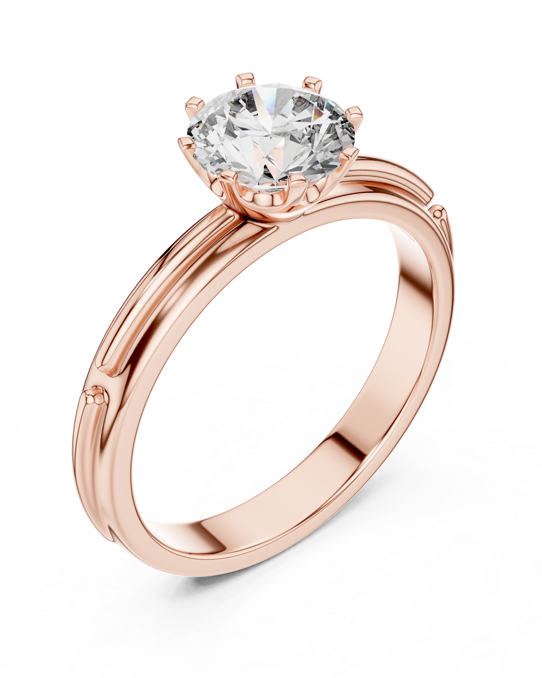 1 Carat Grooved Rose Gold Engagement Ring | The Brillora Jewelry House