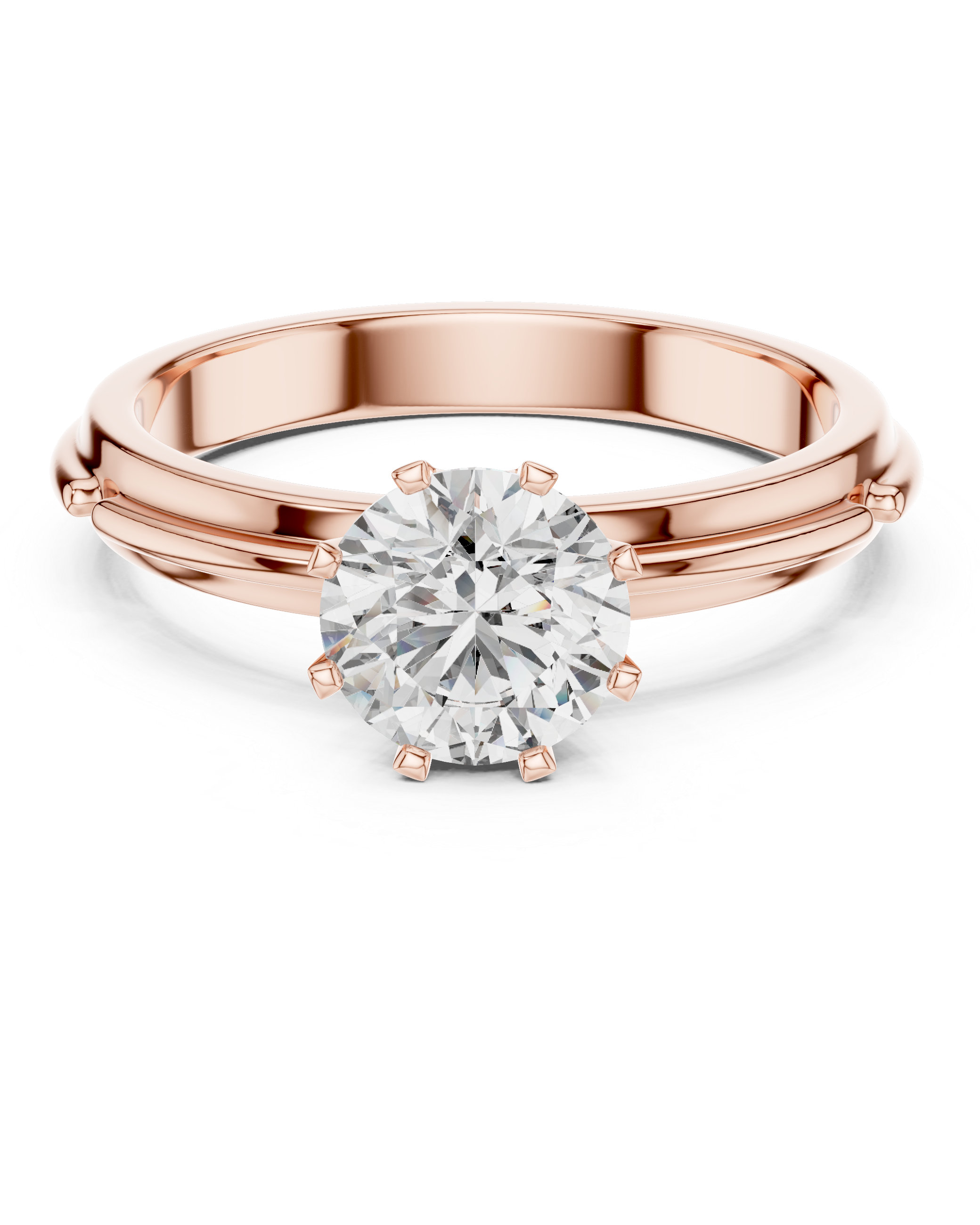 1 Carat Grooved Rose Gold Engagement Ring | The Brillora Jewelry House