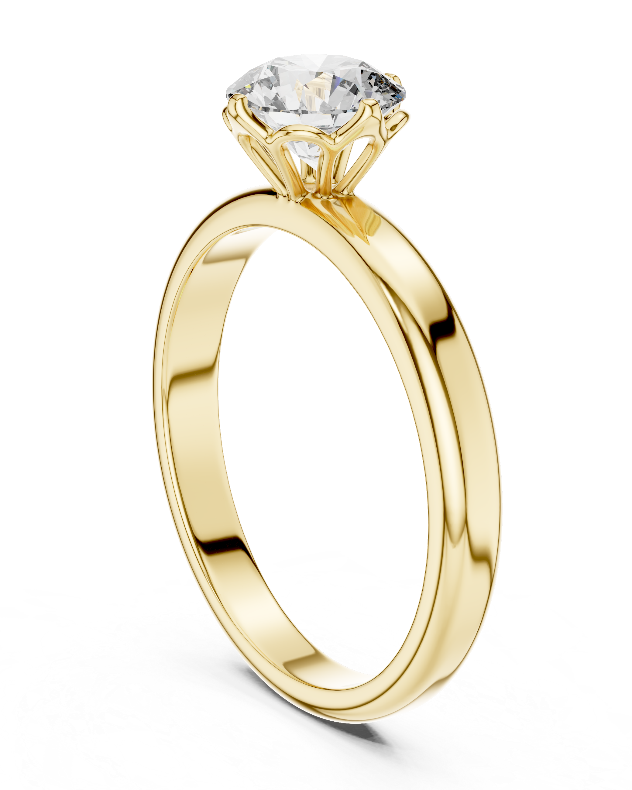 6.5mm Round Lab Diamond Yellow Gold Engagement Ring | The Brillora Jewelry House