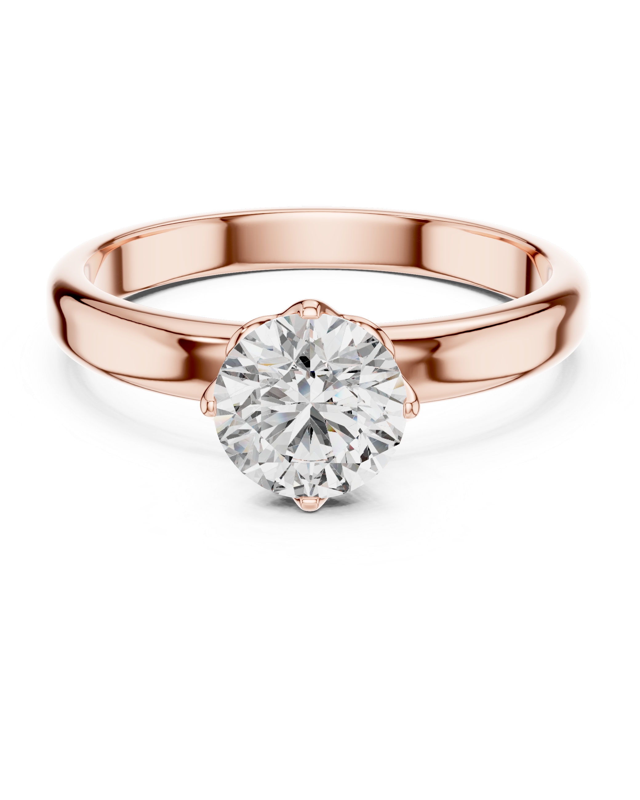6.5mm Round Lab Diamond Yellow Gold Engagement Ring | The Brillora Jewelry House