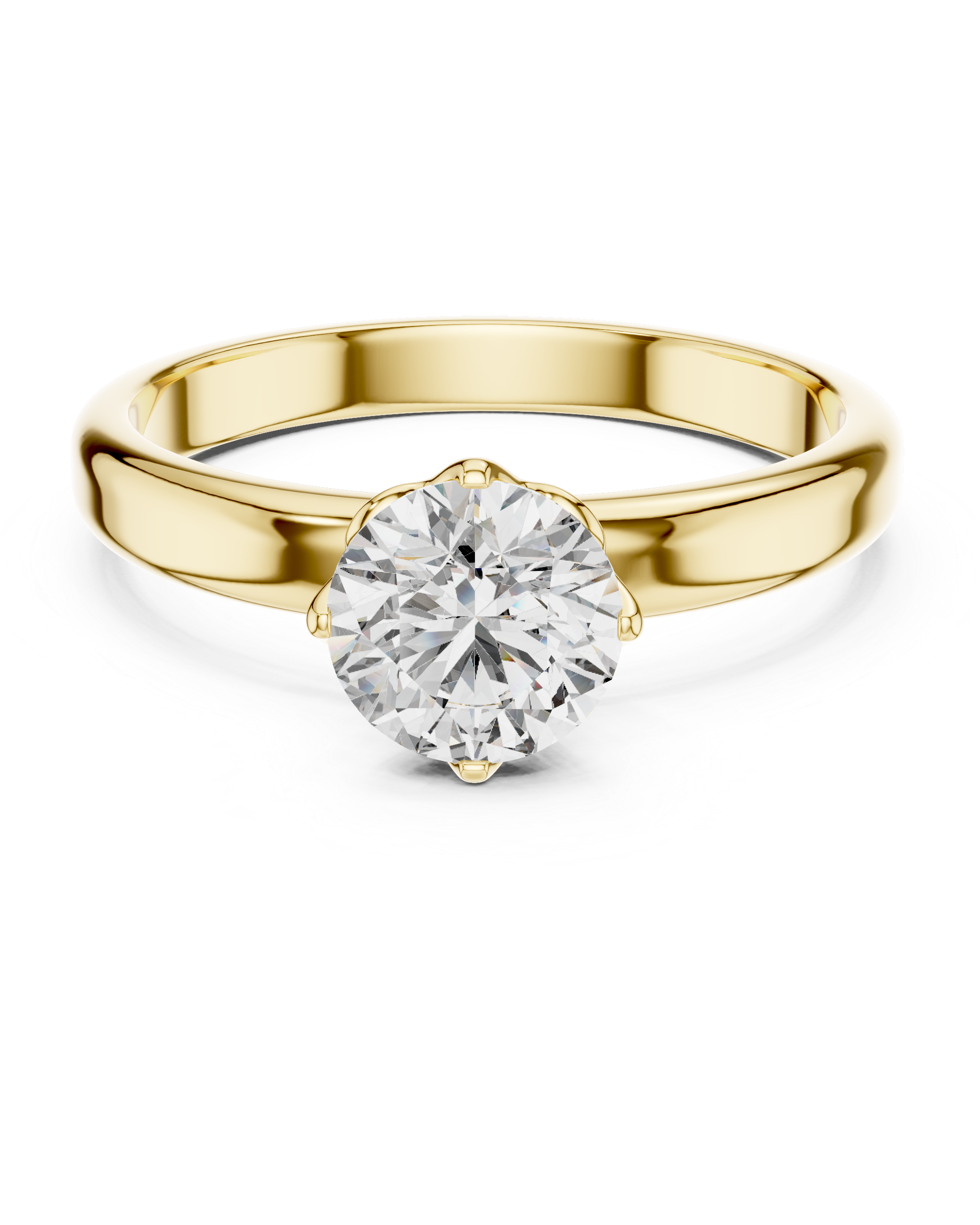 6.5mm Round Lab Diamond Yellow Gold Engagement Ring | The Brillora Jewelry House
