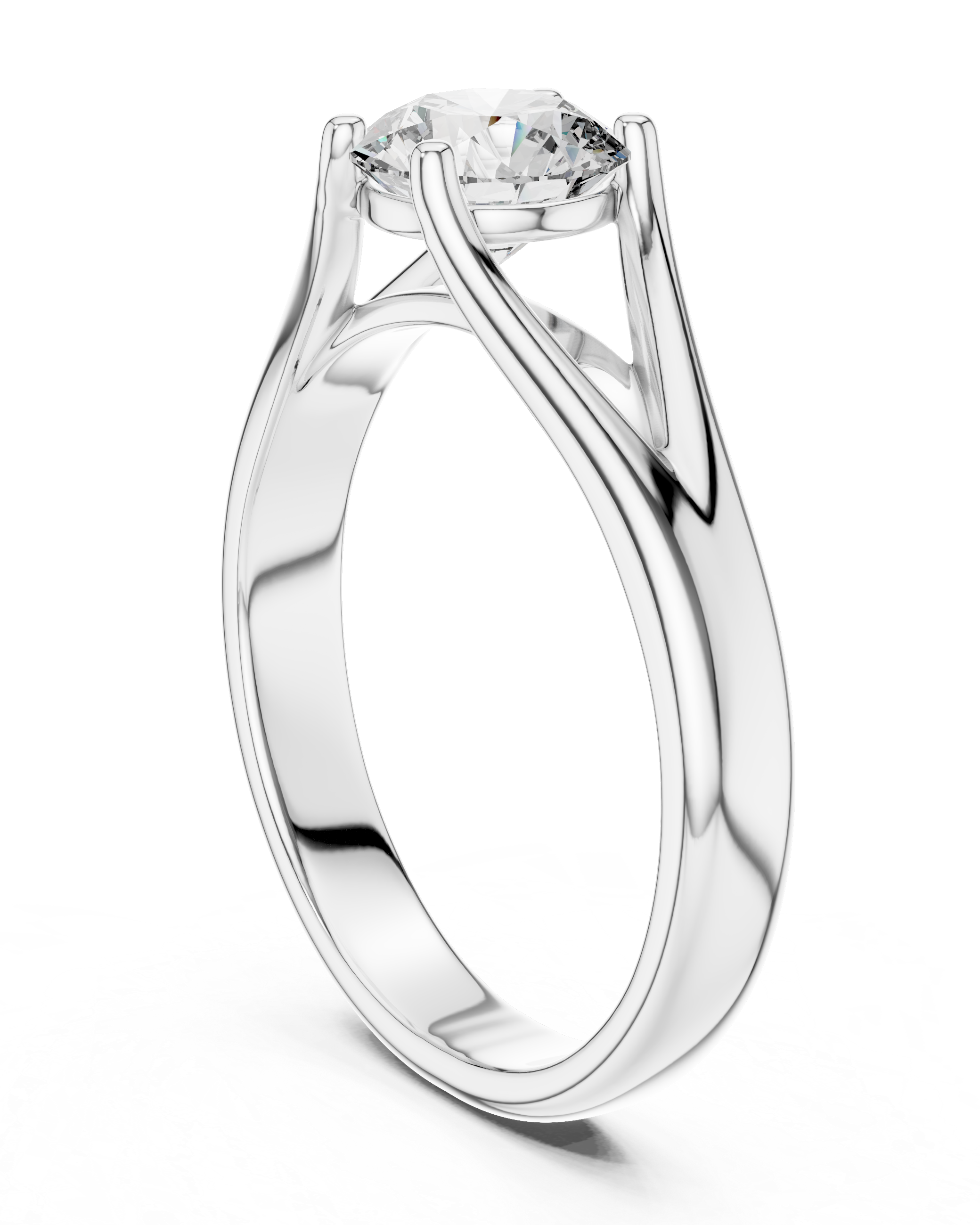 1 Carat White Gold Open Band Solitaire Ring | The Brillora Jewelry House