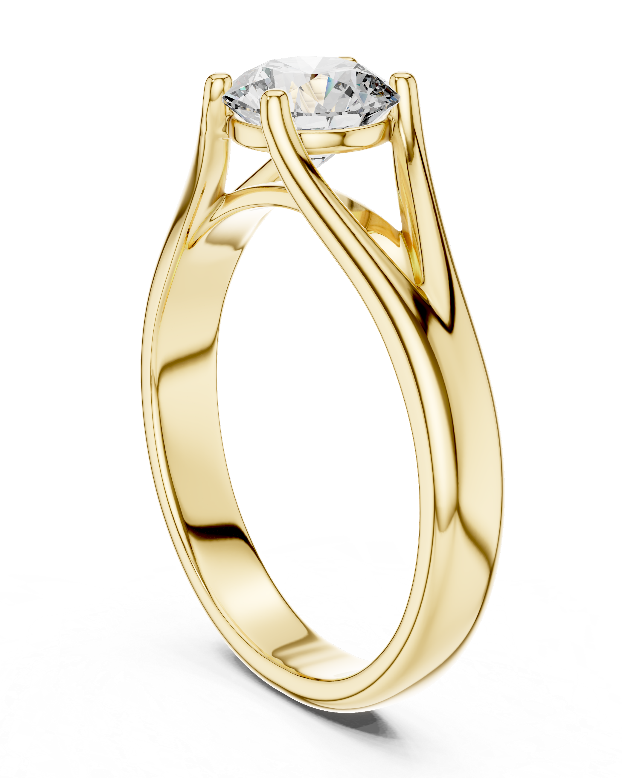 1 Carat White Gold Open Band Solitaire Ring | The Brillora Jewelry House