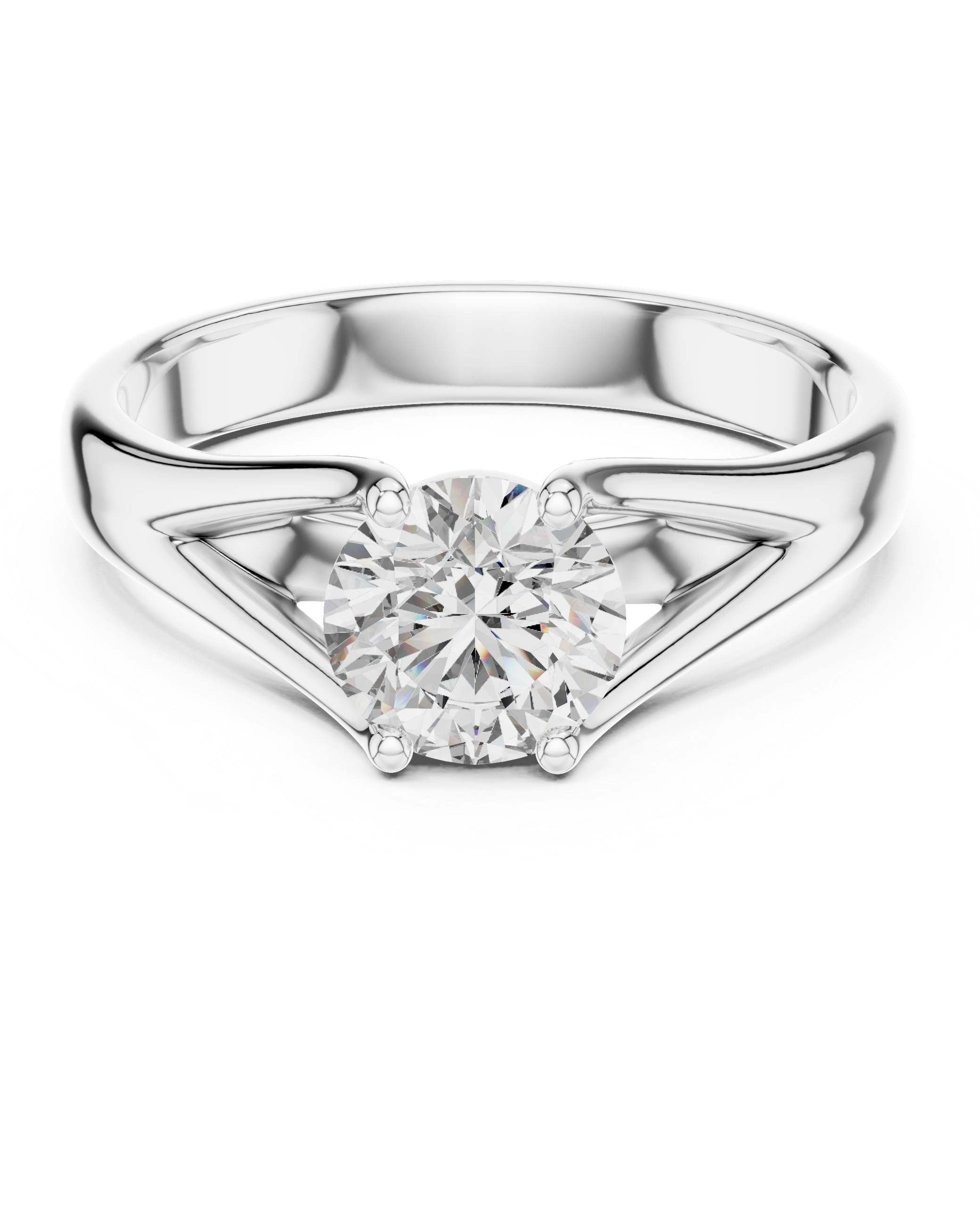 1 Carat White Gold Open Band Solitaire Ring | The Brillora Jewelry House