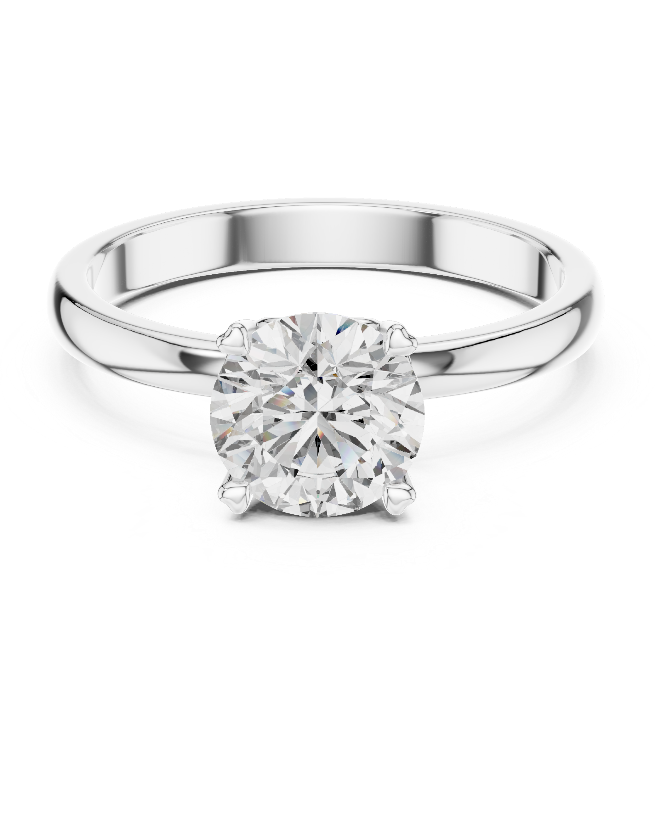 1ct Round Lab Diamond 4-Prong Ring in White Gold | The Brillora Jewelry House