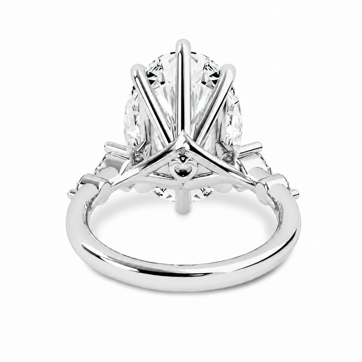 Diamond Engagement Ring with Side Diamonds and Secret Heart