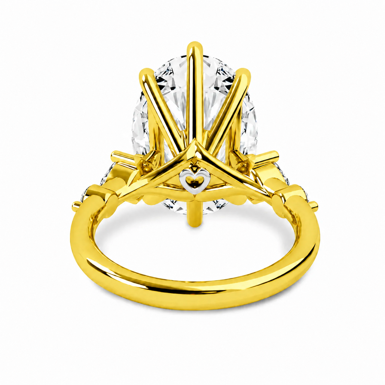 Diamond Engagement Ring with Side Diamonds and Secret Heart
