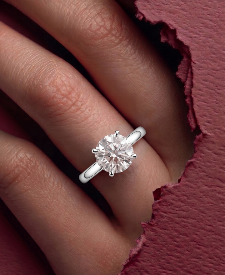 1ct Round Lab Diamond 4-Prong Ring in White Gold | The Brillora Jewelry House