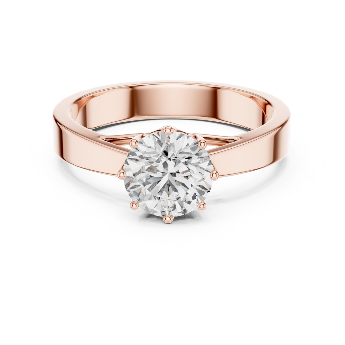 1ct Round Lab Grown Diamond Ring | Rose Gold | The Brillora Jewellery House