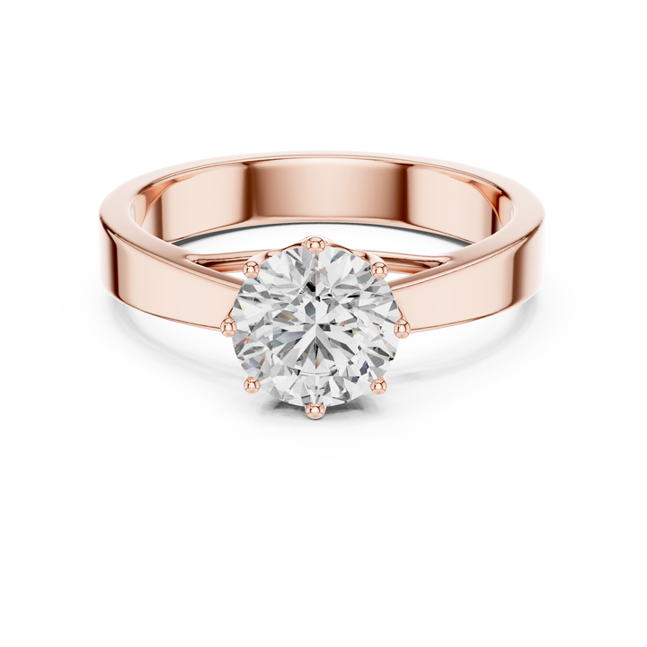 1ct Round Lab Grown Diamond Ring | Rose Gold | The Brillora Jewellery House