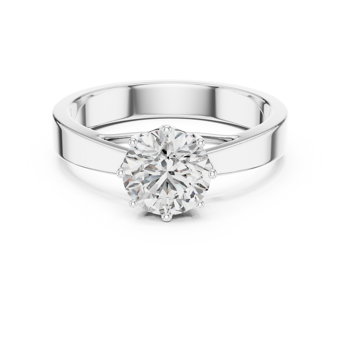 1ct Round Lab Grown Diamond Ring | Silver | The Brillora Jewellery House