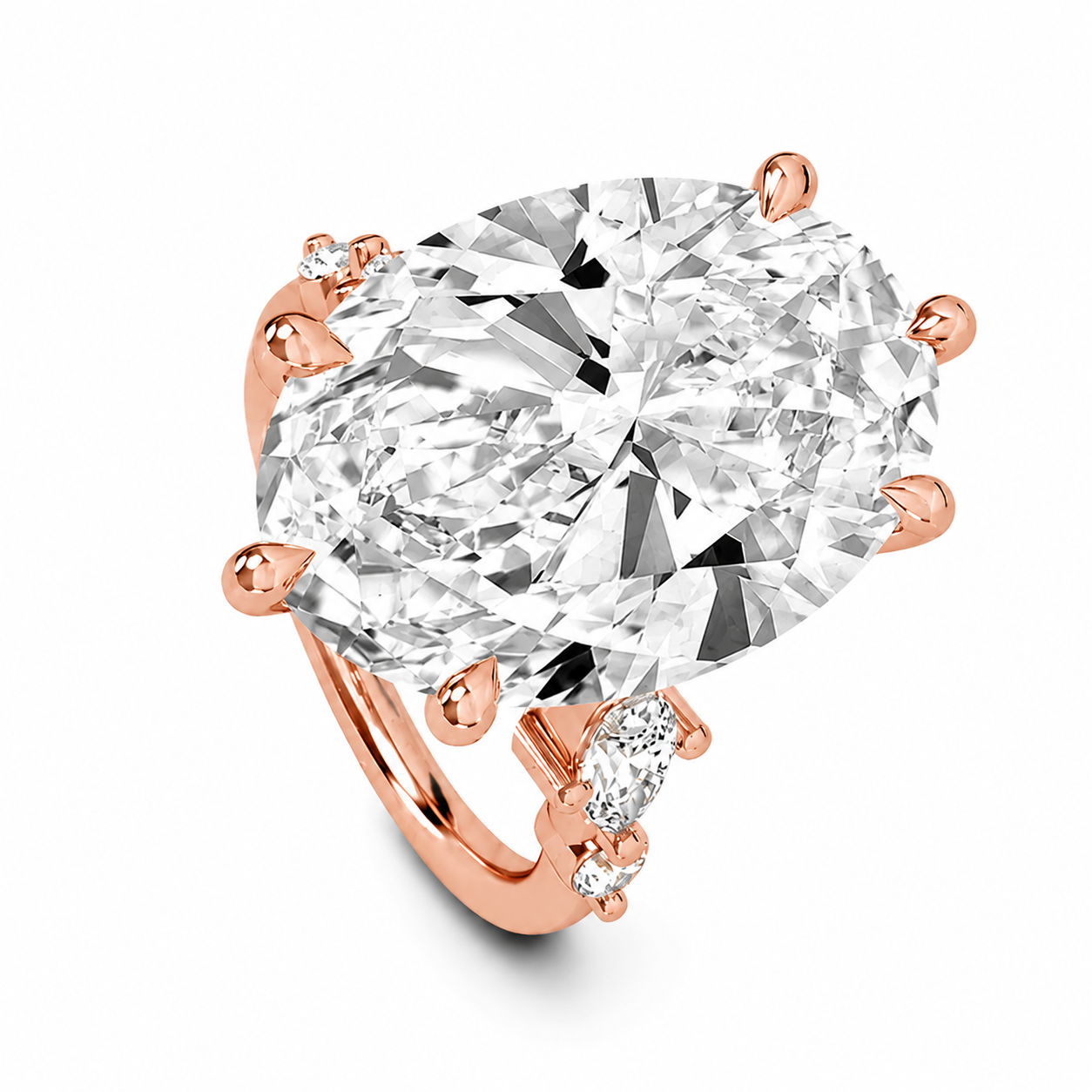 Diamond Engagement Ring with Side Diamonds and Secret Heart