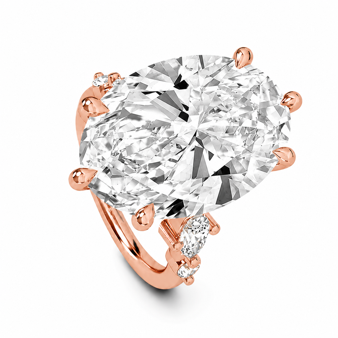 Diamond Engagement Ring with Side Diamonds and Secret Heart