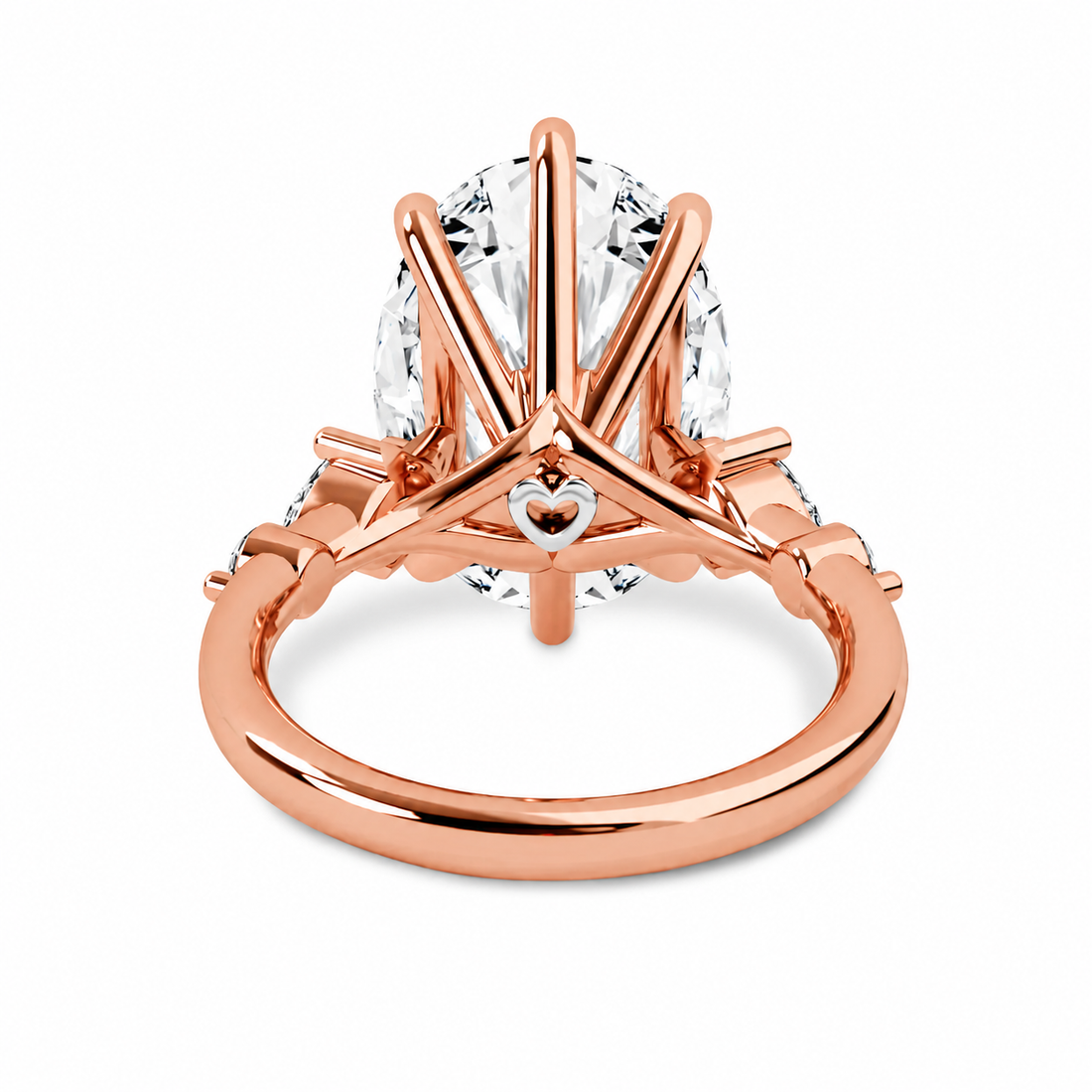 Diamond Engagement Ring with Side Diamonds and Secret Heart
