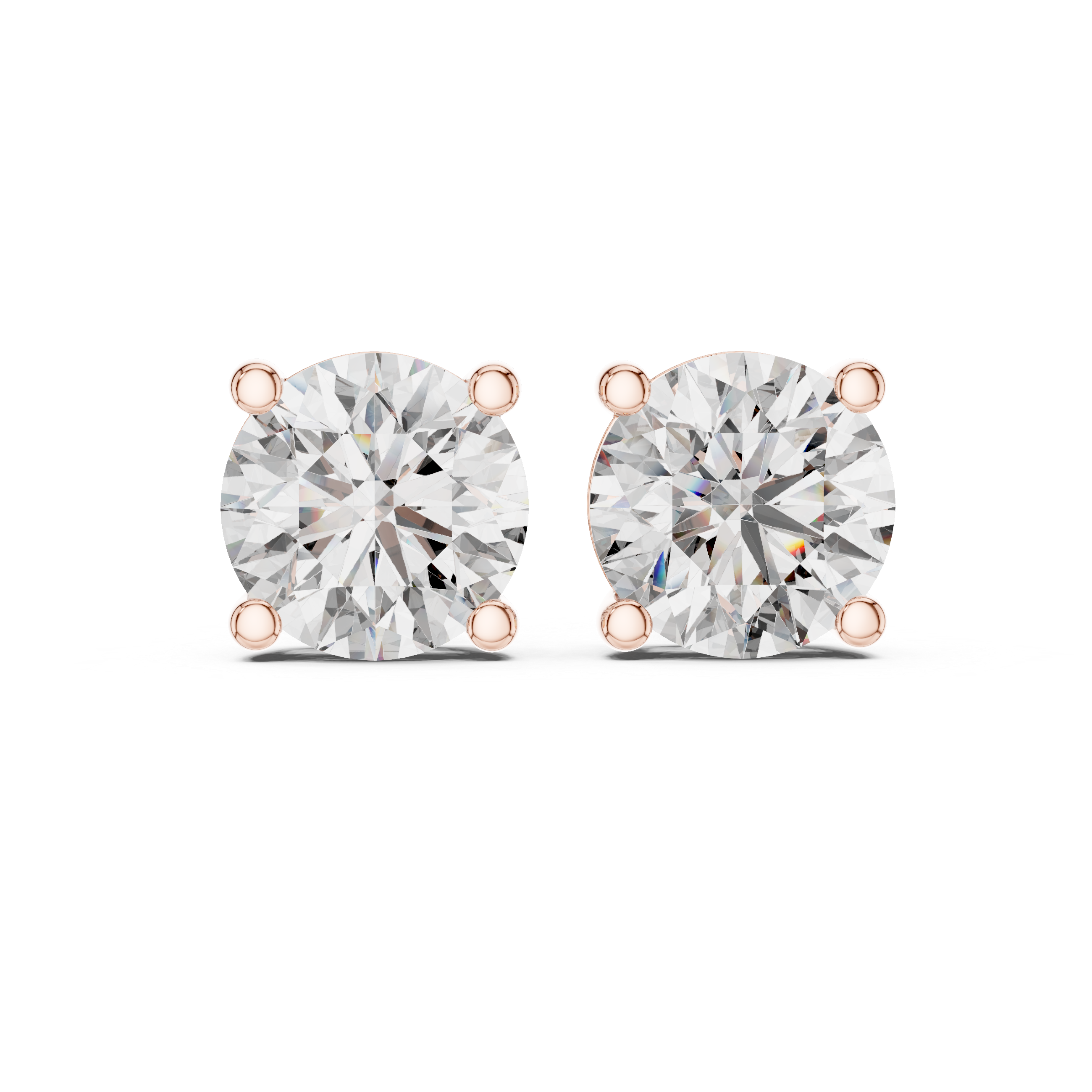 2ct Round Lab-Grown Diamond Stud Earrings in Rose Gold | The Brillora Jewelry House