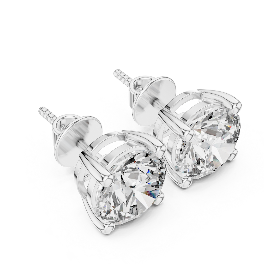 2ct Round Lab-Grown Diamond Stud Earrings in Rose Gold | The Brillora Jewelry House