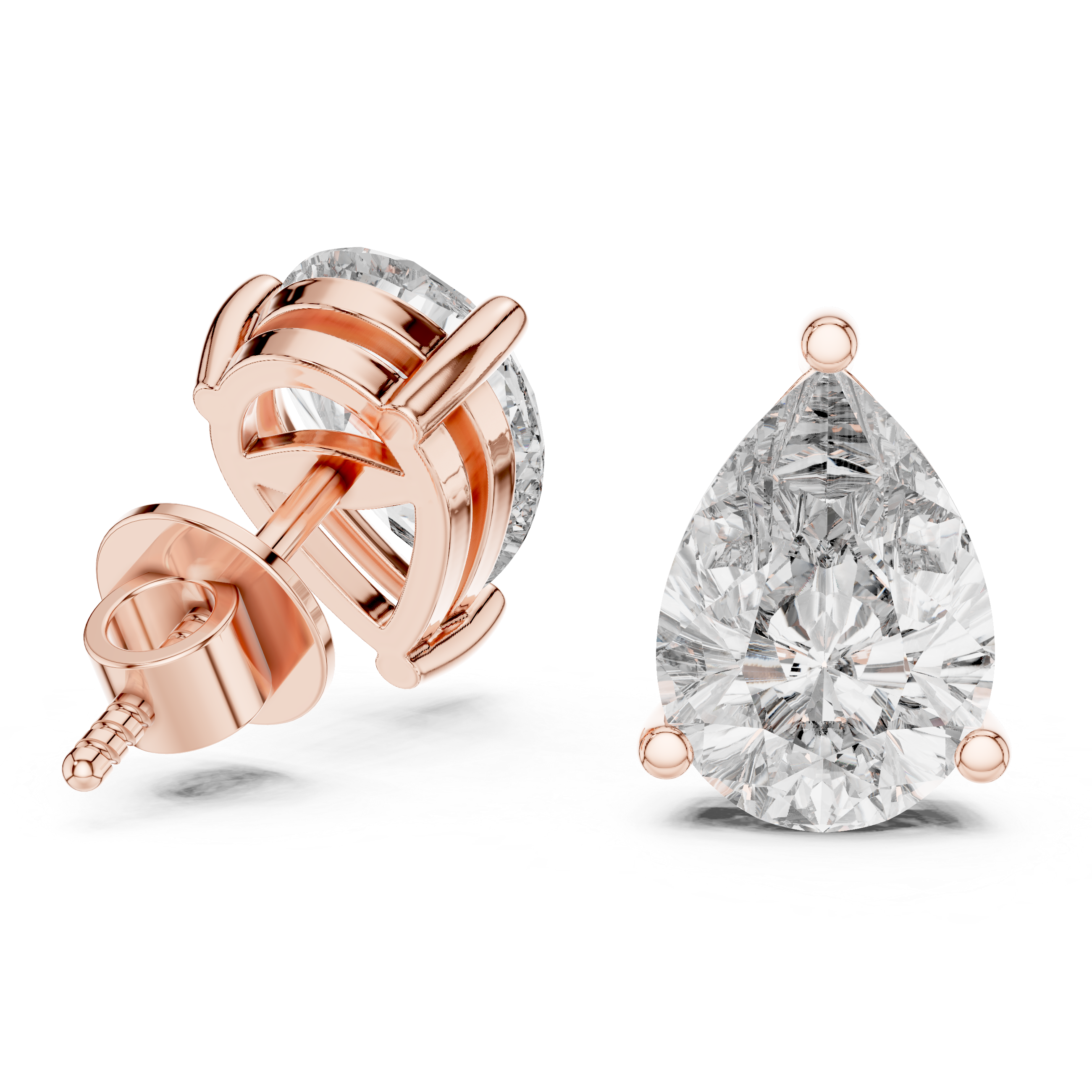 3.50ctw Pear Lab-Grown Diamond Stud Earrings in Rose Gold  | The Brillora Jewelry House