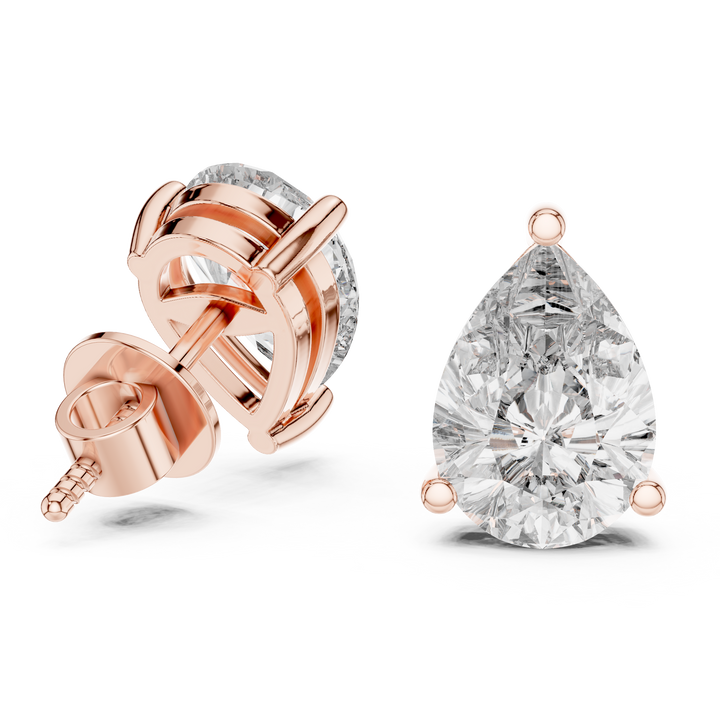 3.50ctw Pear Lab-Grown Diamond Stud Earrings in Rose Gold  | The Brillora Jewelry House