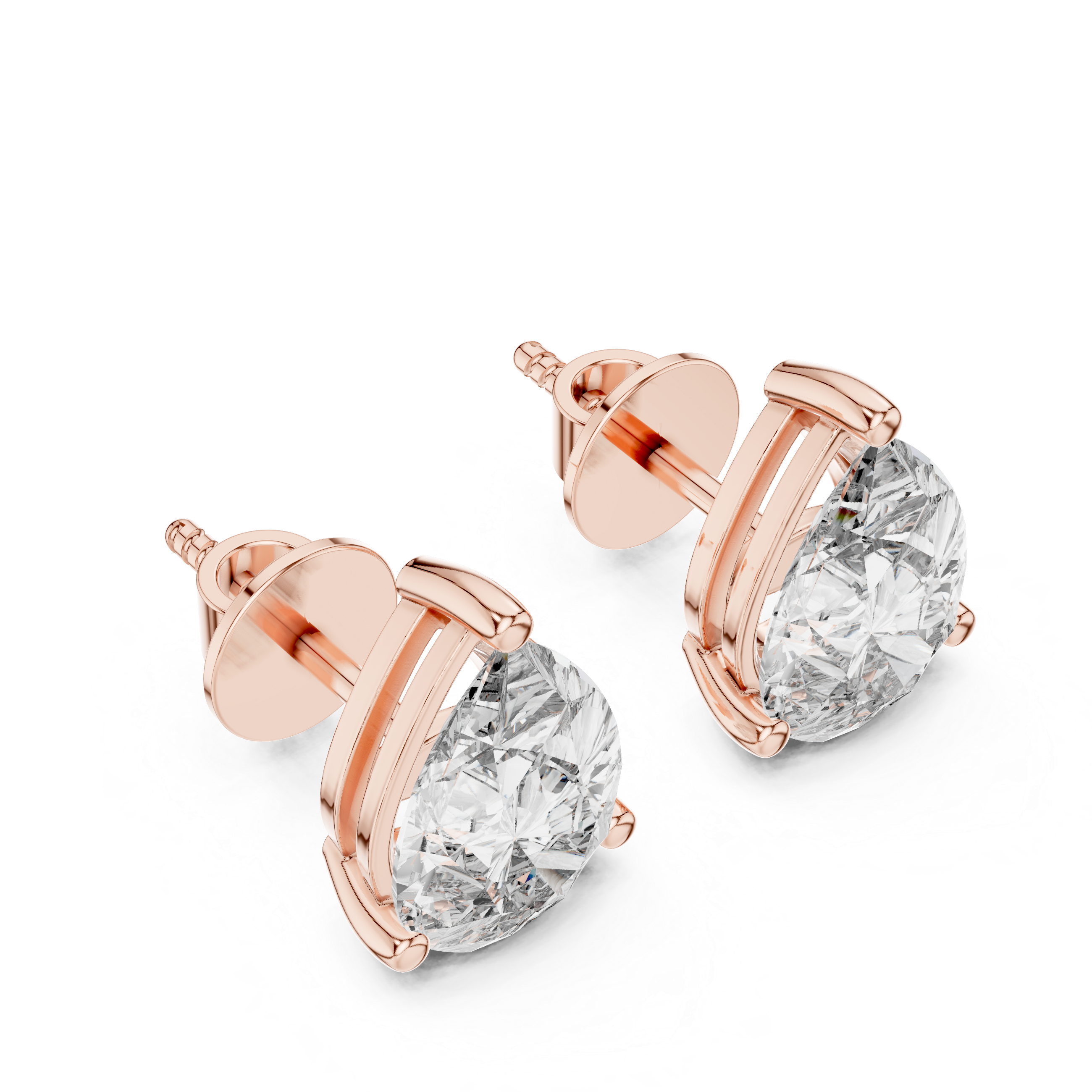 3.50ctw Pear Lab-Grown Diamond Stud Earrings in Rose Gold  | The Brillora Jewelry House