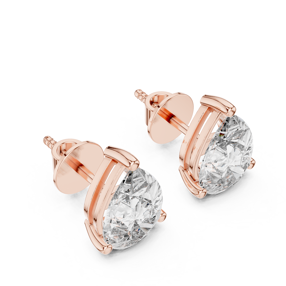 3.50ctw Pear Lab-Grown Diamond Stud Earrings in Rose Gold  | The Brillora Jewelry House