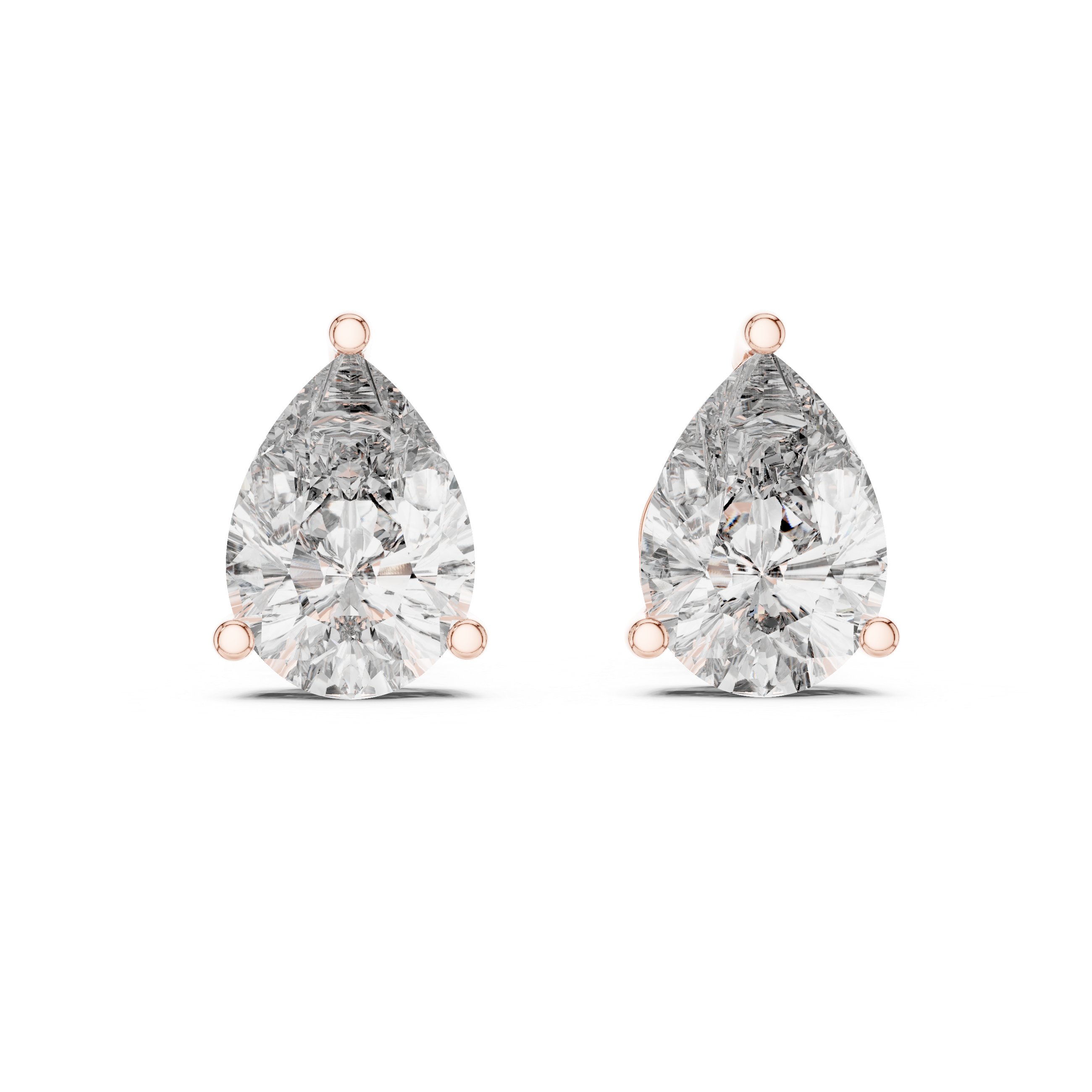 3.50ctw Pear Lab-Grown Diamond Stud Earrings in Rose Gold  | The Brillora Jewelry House