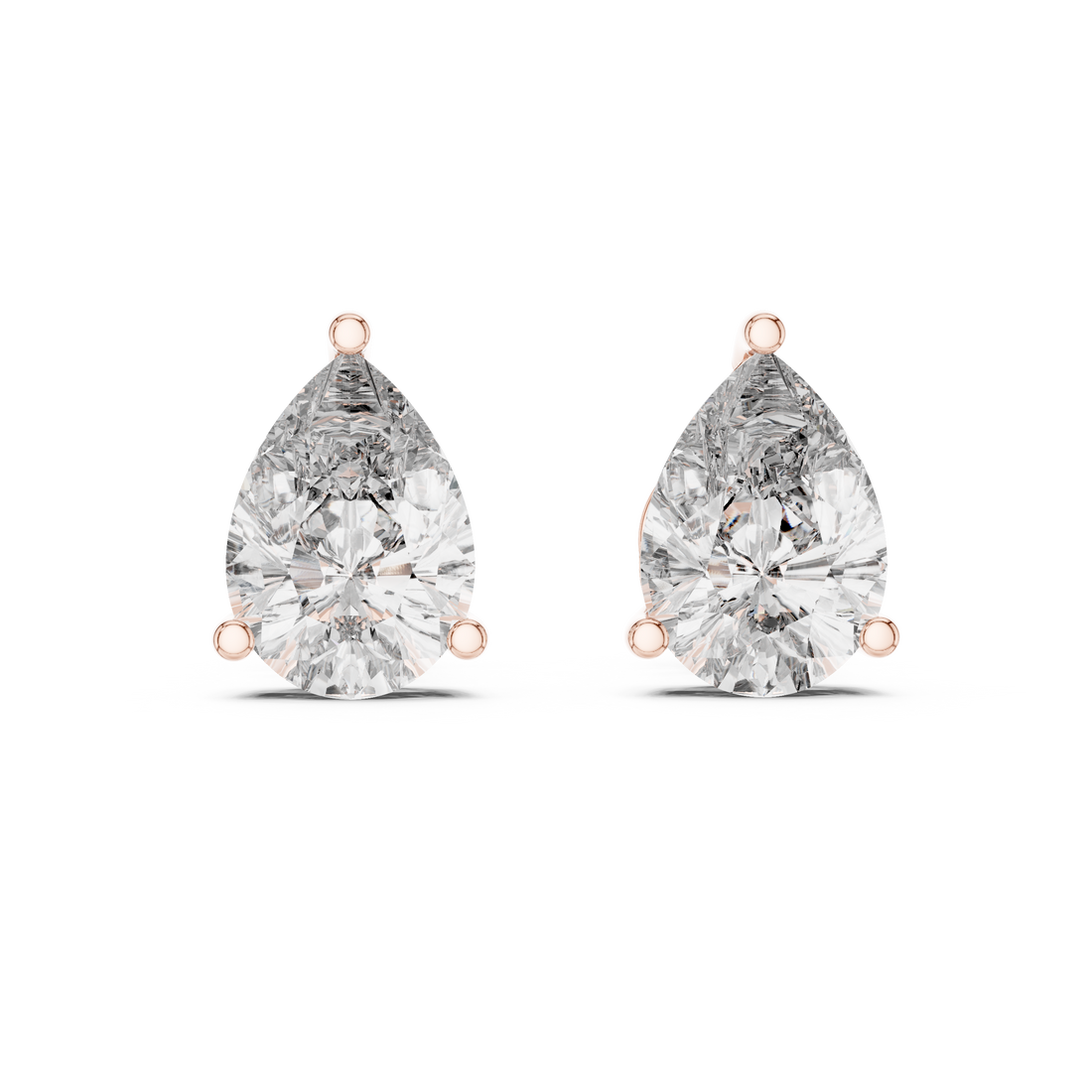 3.50ctw Pear Lab-Grown Diamond Stud Earrings in Rose Gold  | The Brillora Jewelry House
