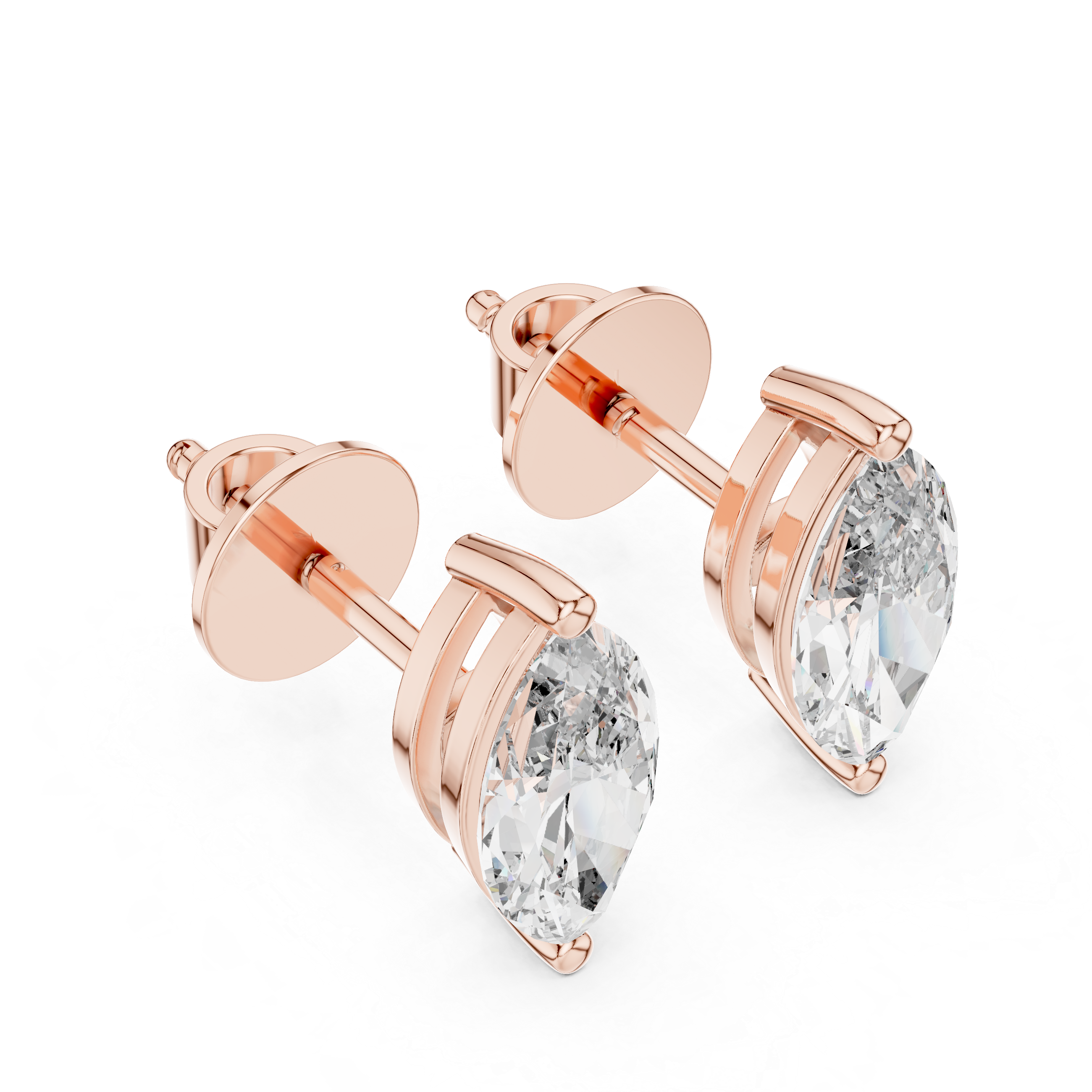 1.50ctw Marquise Lab-Grown Diamond Stud Earrings in Rose Gold } The Brillora Jewelry House