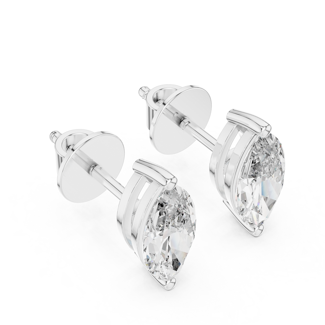 1.50ctw Marquise Lab-Grown Diamond Stud Earrings in Rose Gold } The Brillora Jewelry House