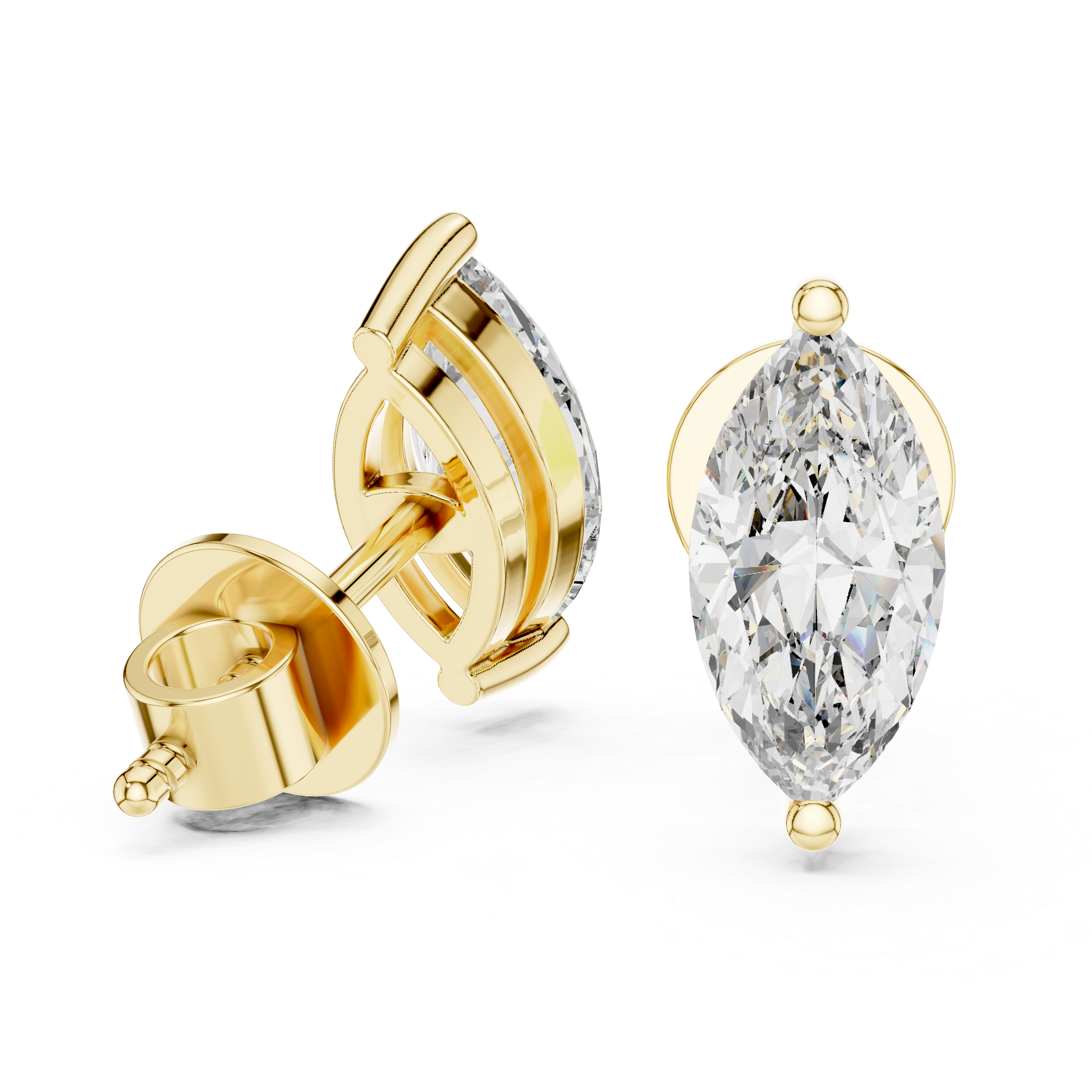1.50ctw Marquise Lab-Grown Diamond Stud Earrings in Rose Gold } The Brillora Jewelry House