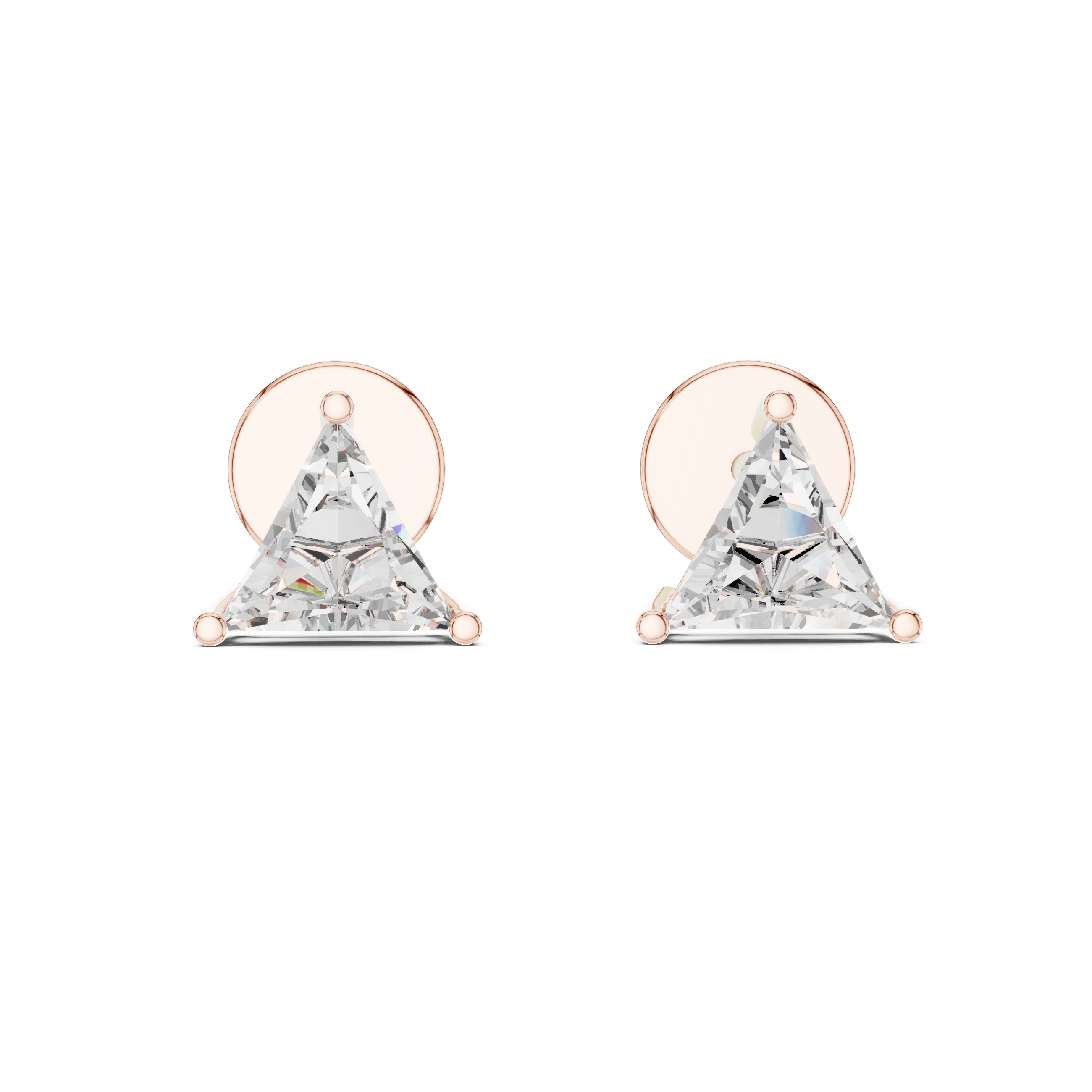 Yellow Gold 1.30ctw Triangle Lab-Grown Diamond Earrings | The Brillora Jewelry Hose