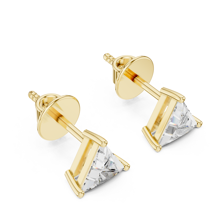 Yellow Gold 1.30ctw Triangle Lab-Grown Diamond Earrings | The Brillora Jewelry Hose