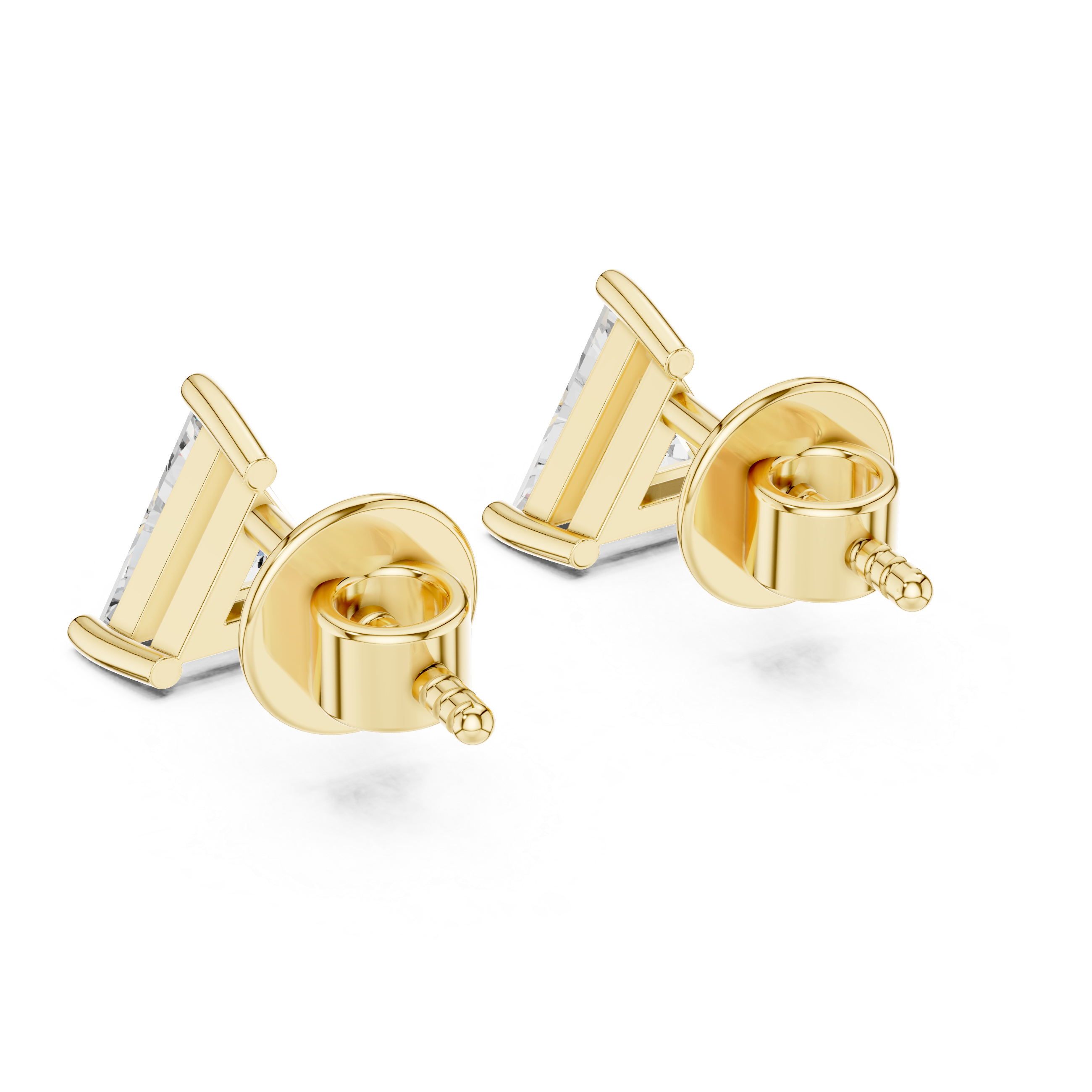 Yellow Gold 1.30ctw Triangle Lab-Grown Diamond Earrings | The Brillora Jewelry Hose
