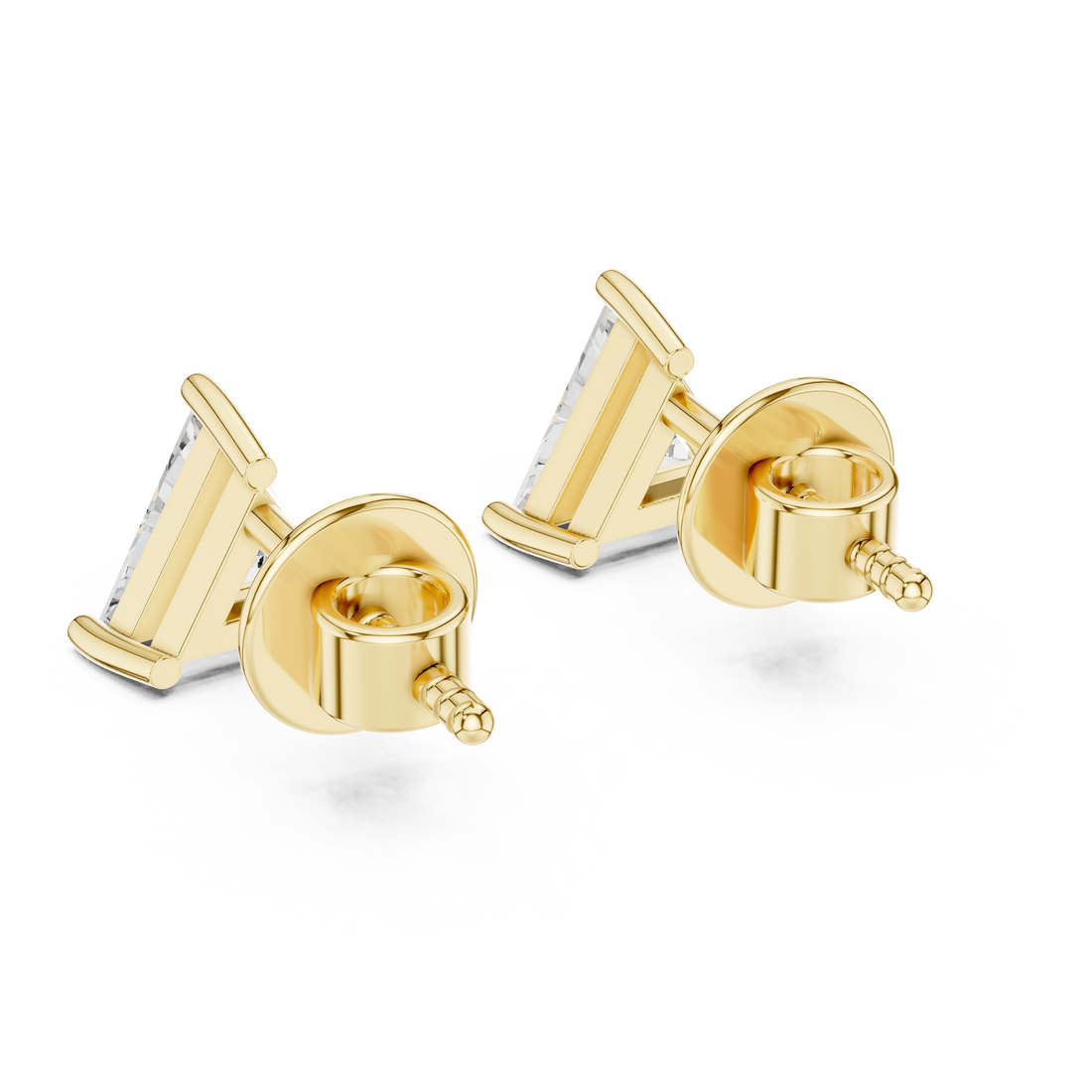 Yellow Gold 1.30ctw Triangle Lab-Grown Diamond Earrings | The Brillora Jewelry Hose