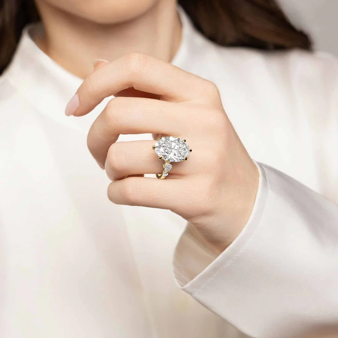 Diamond Engagement Ring with Side Diamonds and Secret Heart