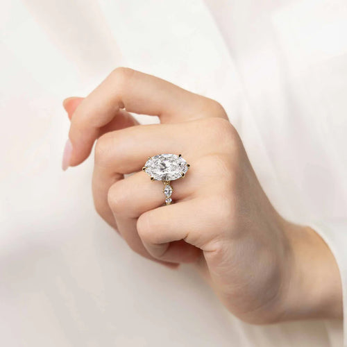 Diamond Engagement Ring with Side Diamonds and Secret Heart