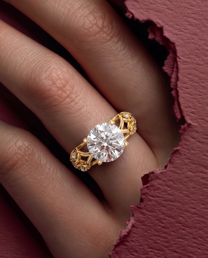 1 Carat Round Lab Diamond Vintage Engagement Ring